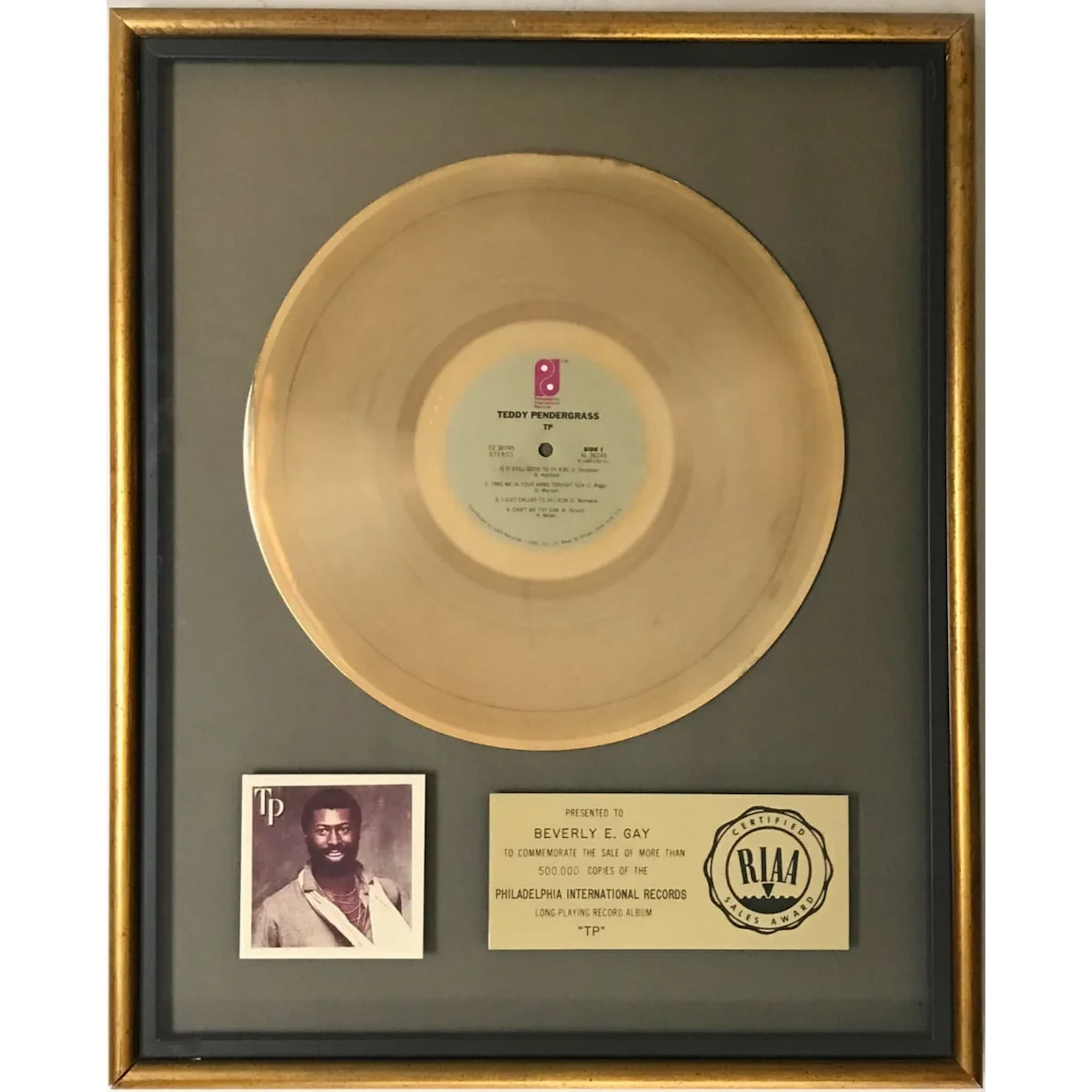 Teddy Pendergrass TP RIAA Gold LP Award