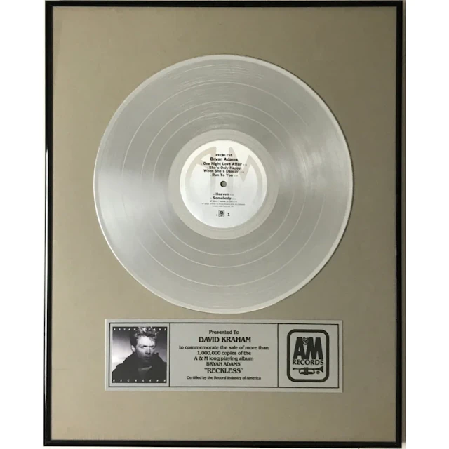 Bryan Adams Reckless A&M Records Award