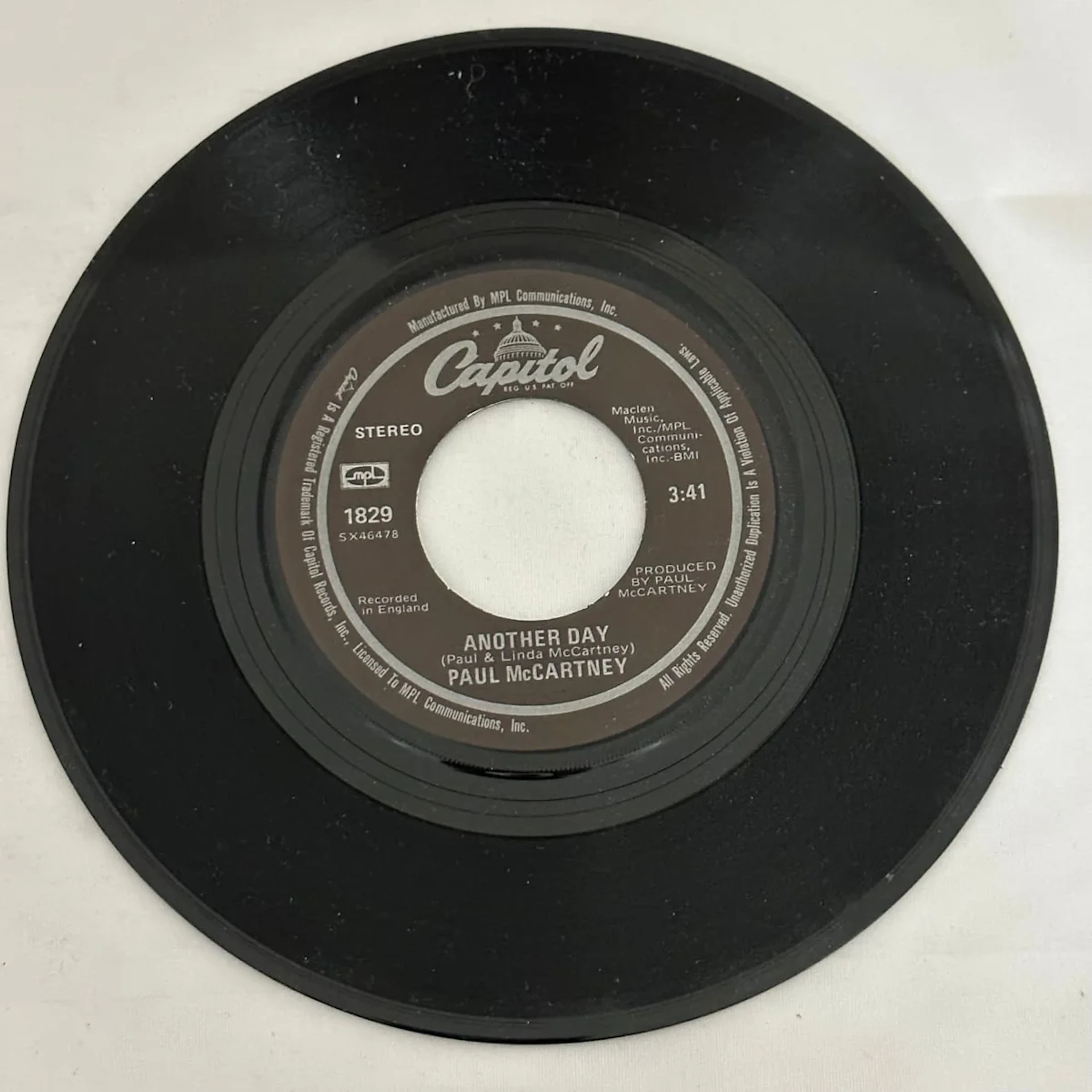 Paul McCartney "Another Day" 45" Record 1976 Reissue 1829