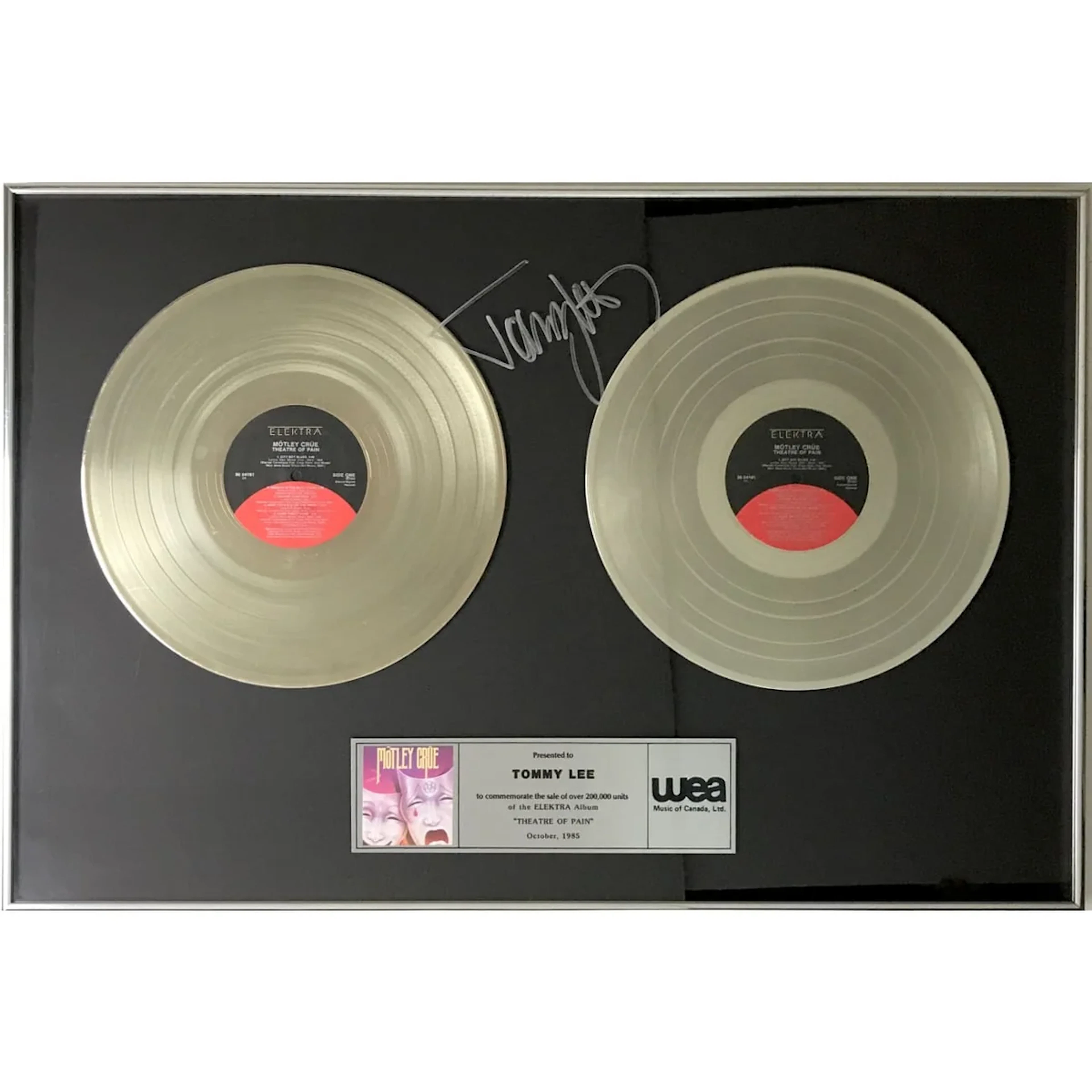 Mötley Crüe Theatre Of Pain 2x Platinum WEA Records Award presented