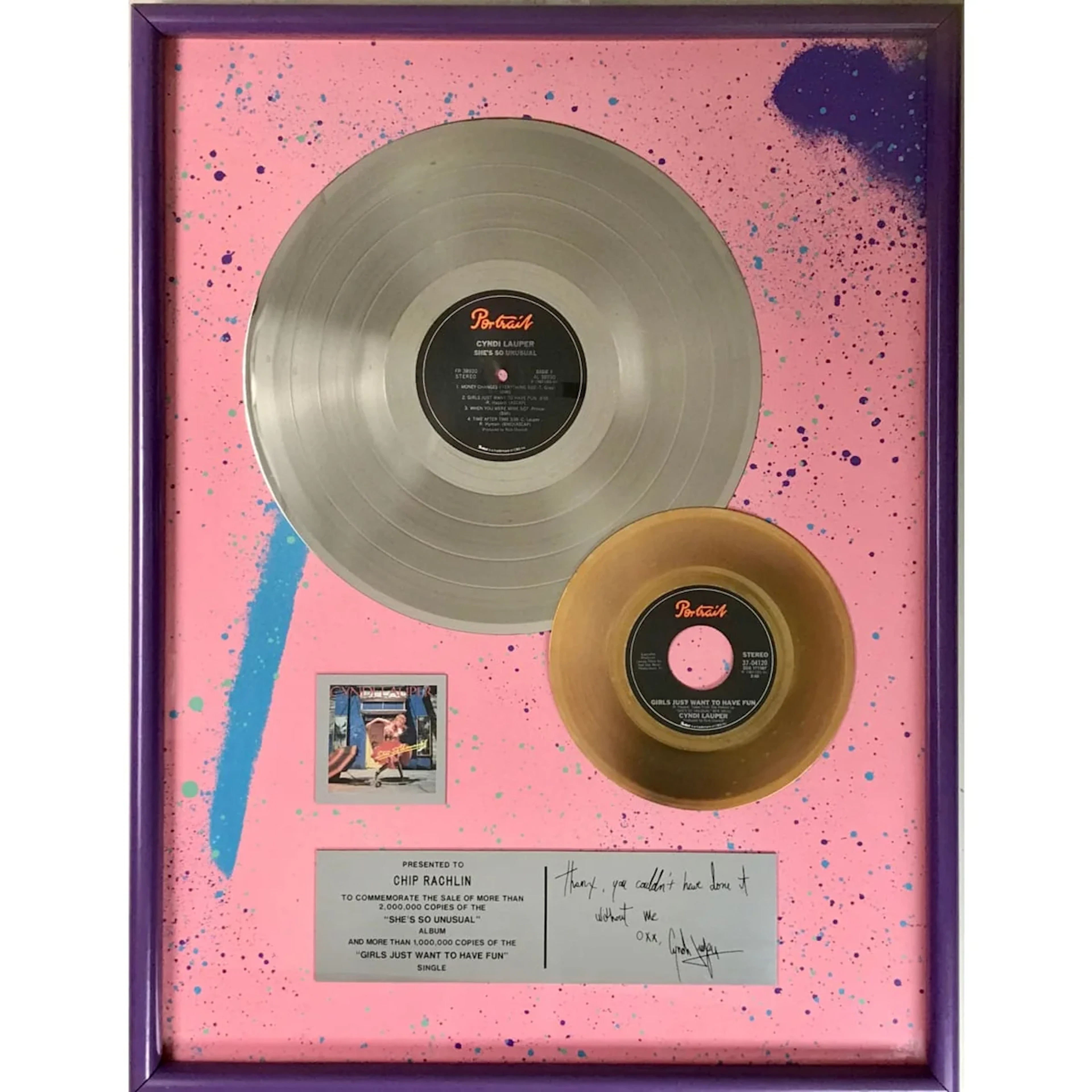 Cyndi Lauper She's So Unusual Label Album & Single Award