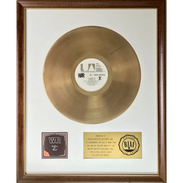 War Deliver The Word RIAA Gold Album Award - RARE
