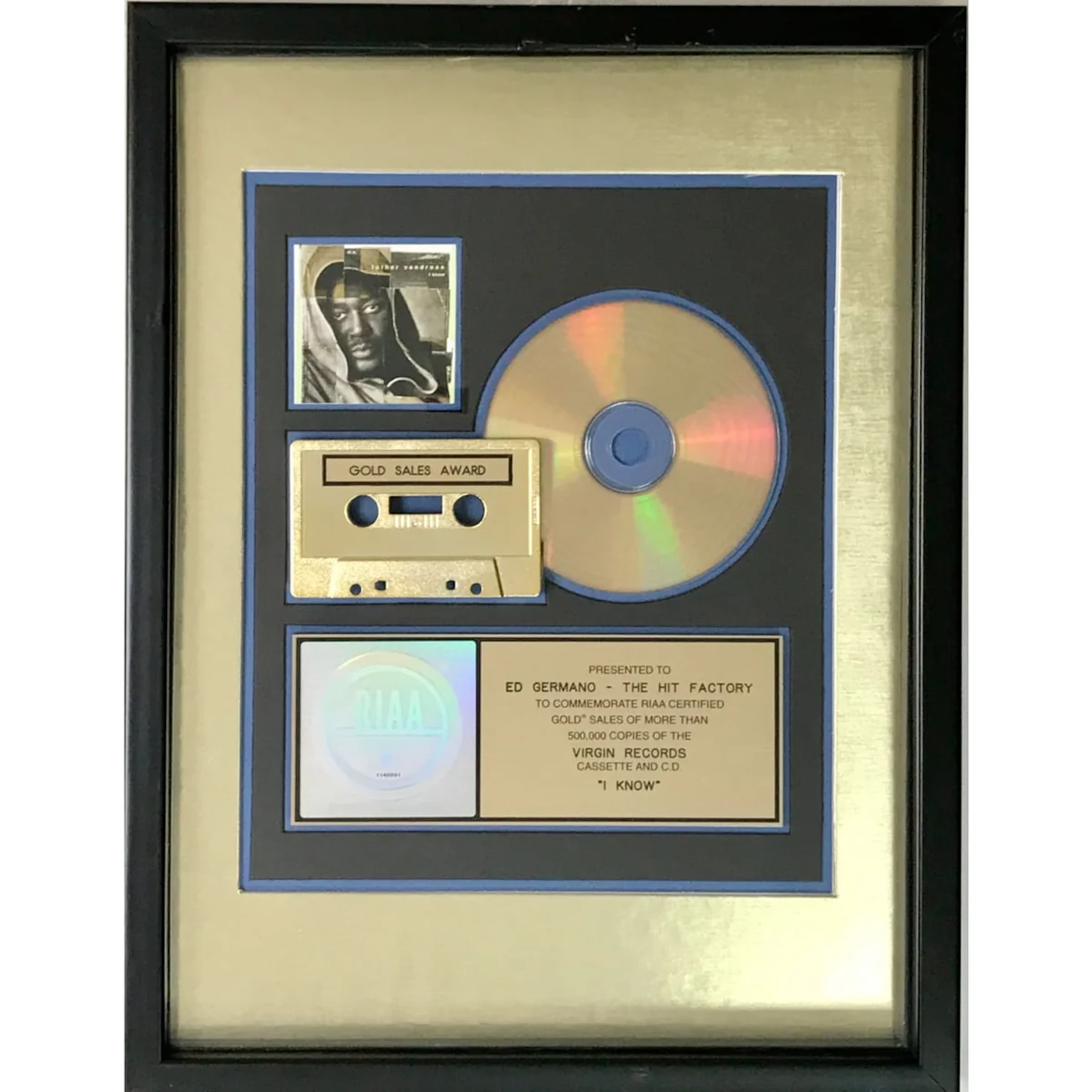 Luther Vandross I Know RIAA Gold Album Award