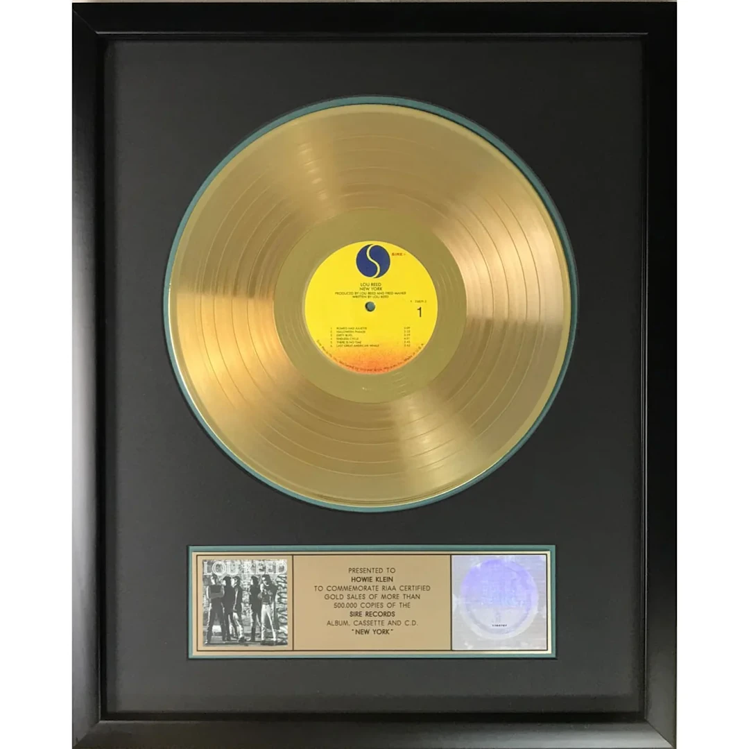 Lou Reed New York RIAA Gold Album Award