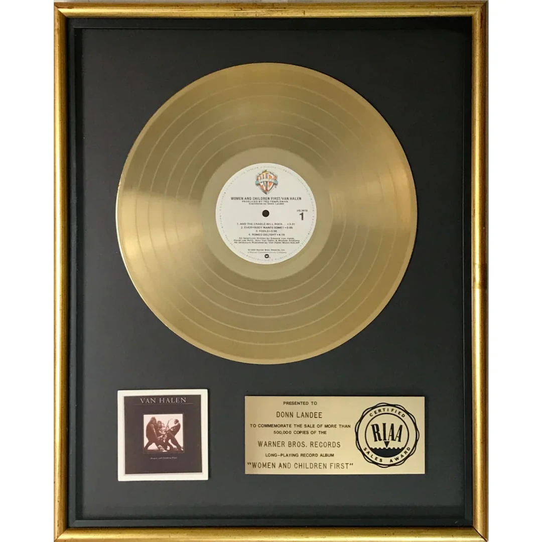 Van Halen Women And Children First RIAA Gold Album Award