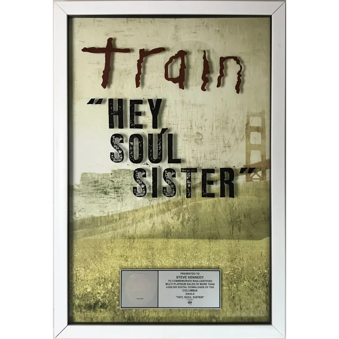 Train "Hey, Soul Sister" RIAA 4x Multi-Platinum Digital Single Award