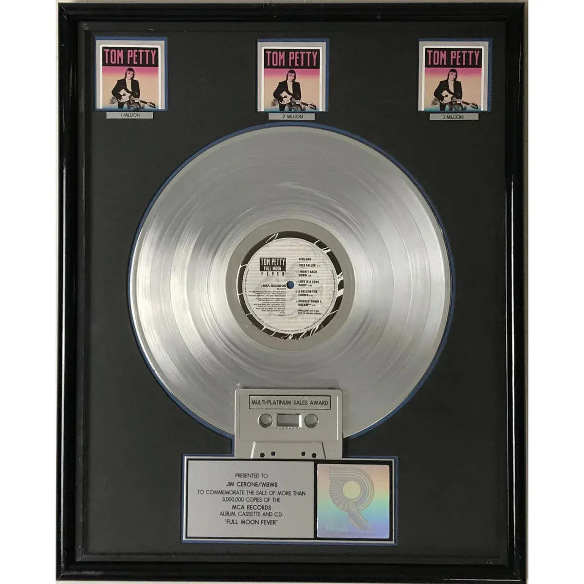 Tom Clees Riaa Tom Petty Full Moon Fever RIAA 3x Multi-Platinum Album Award | Barnebys