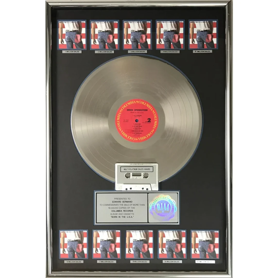 Bruce Springsteen Born In The USA RIAA 10x Multi-Platinum Album Award