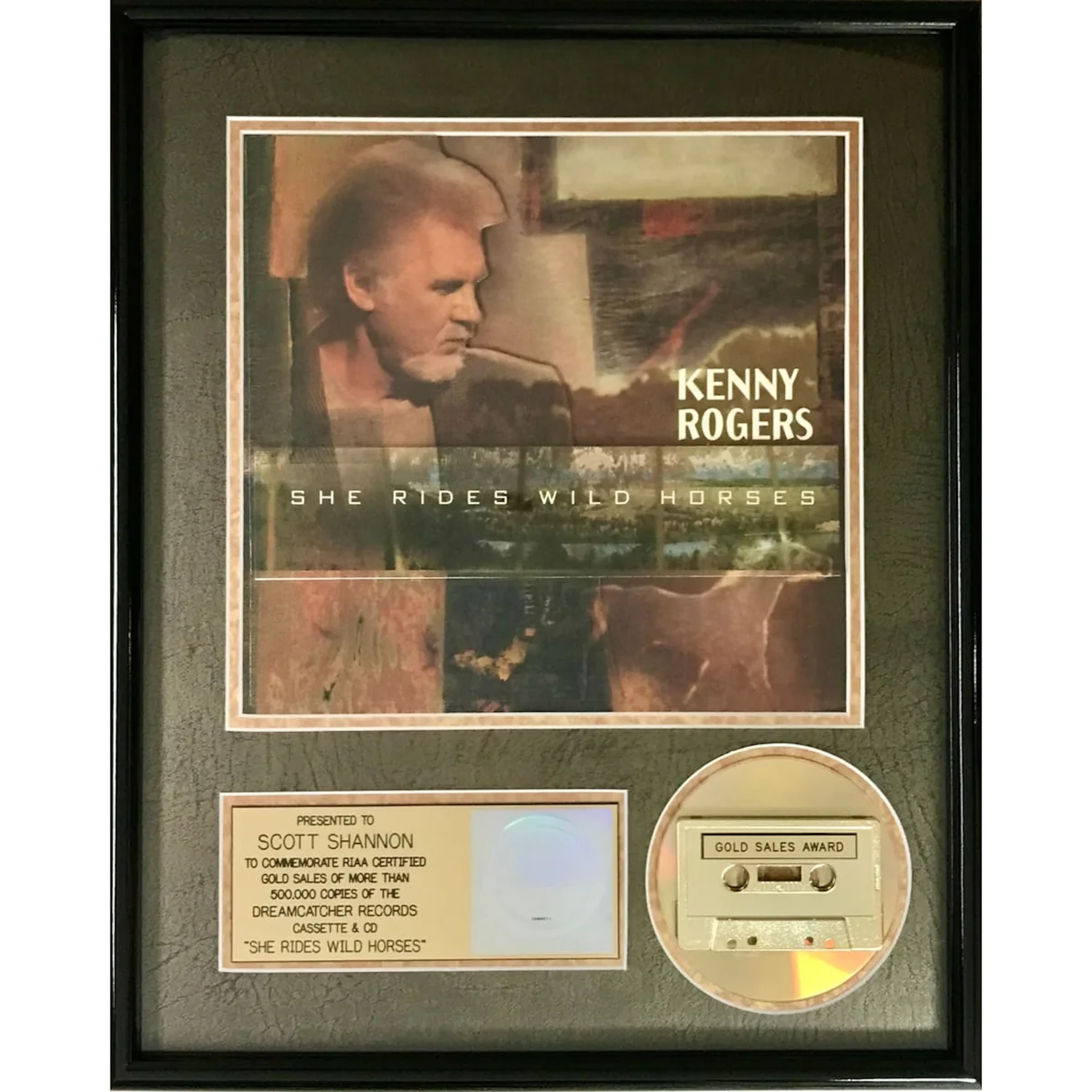 Kenny Rogers She Rides Wild Horses RIAA Gold Album Award