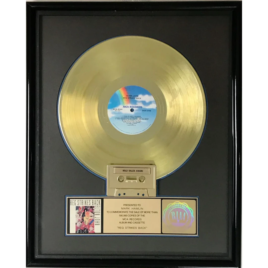 Elton John Reg Strikes Back RIAA Gold LP Award
