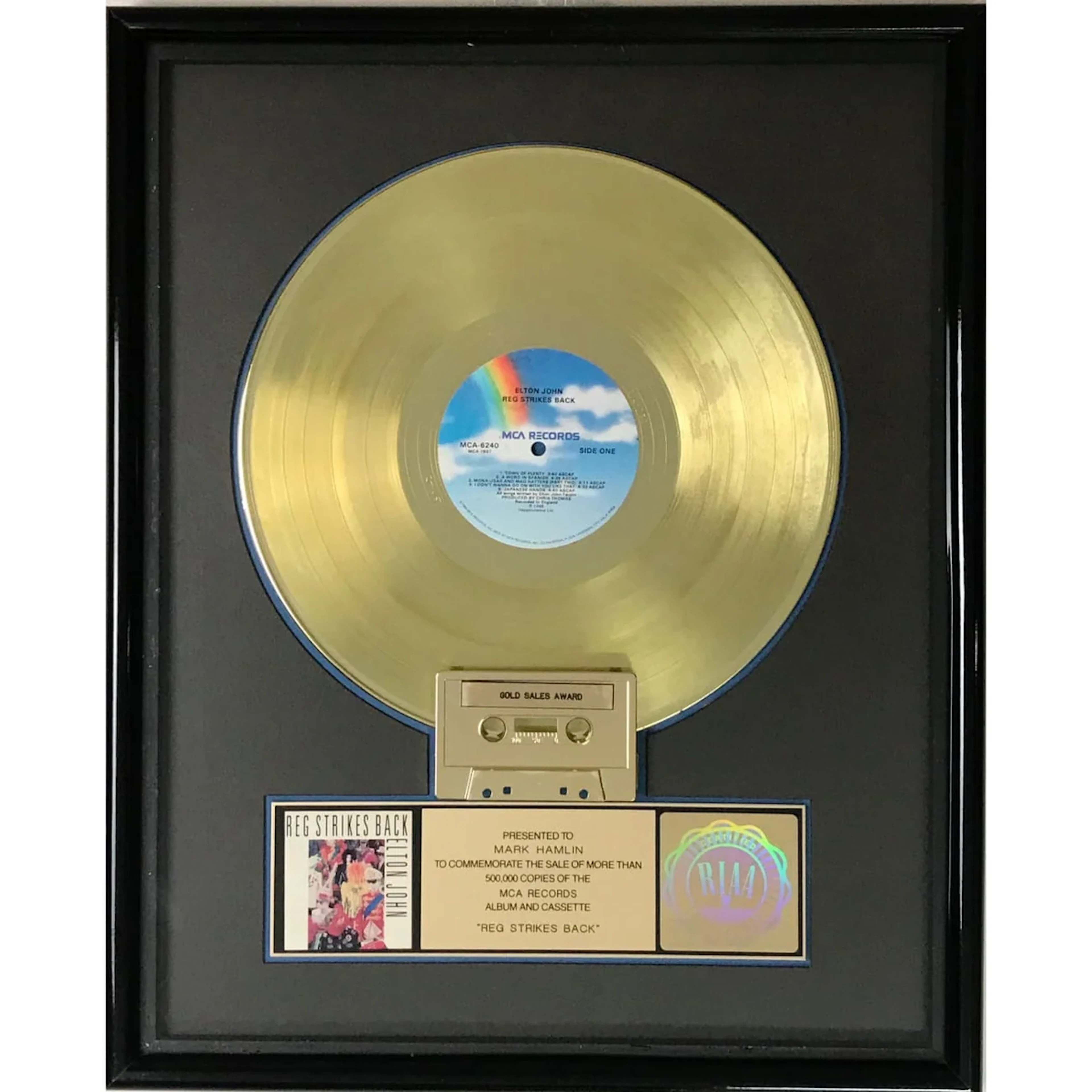 Elton John Reg Strikes Back RIAA Gold LP Award