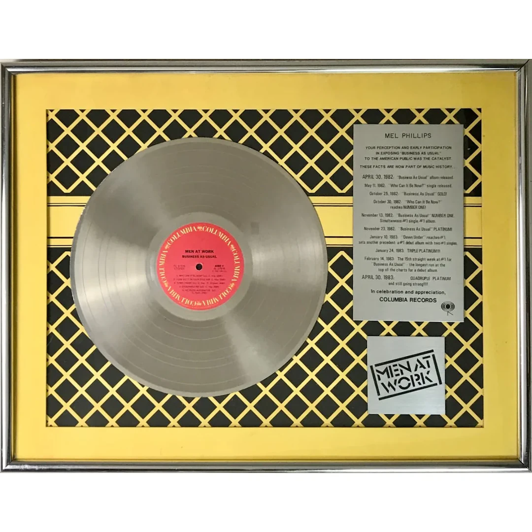 Men At Work Business As Usual Columbia Records Award