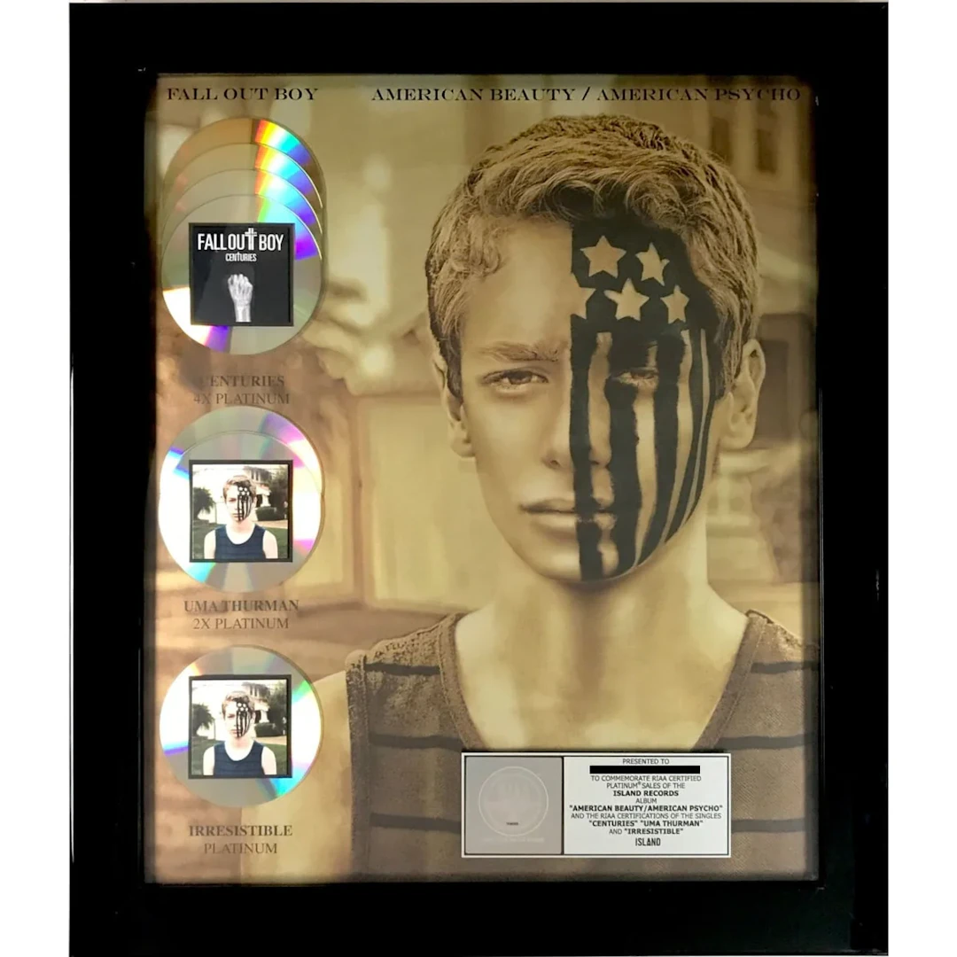 Fall Out Boy RIAA American Beauty/American Psycho Combo Album/Singles Award