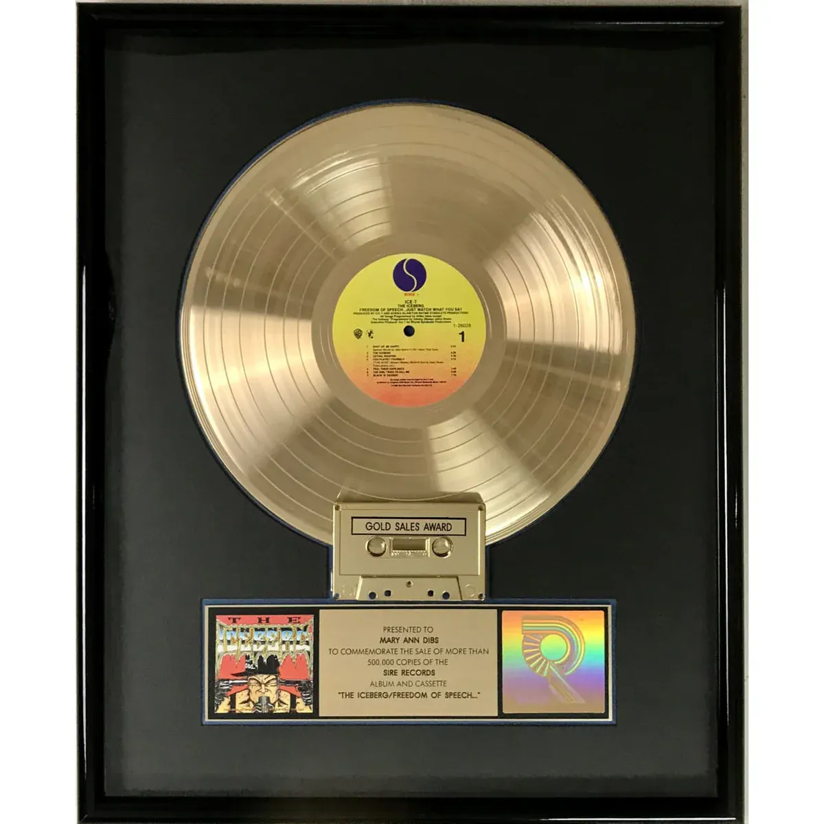 Ice-T The Iceberg/Freedom Of Speech... RIAA Gold Album Award | Barnebys
