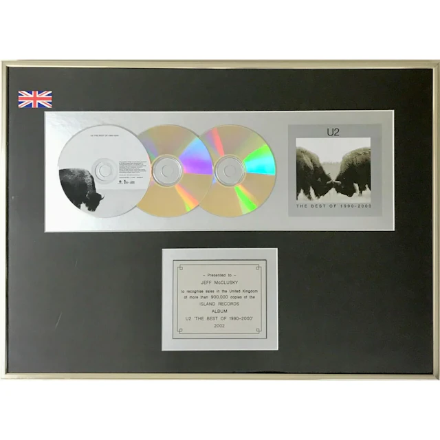 U2 The Best Of 1990-2000 Island Records UK Label Award