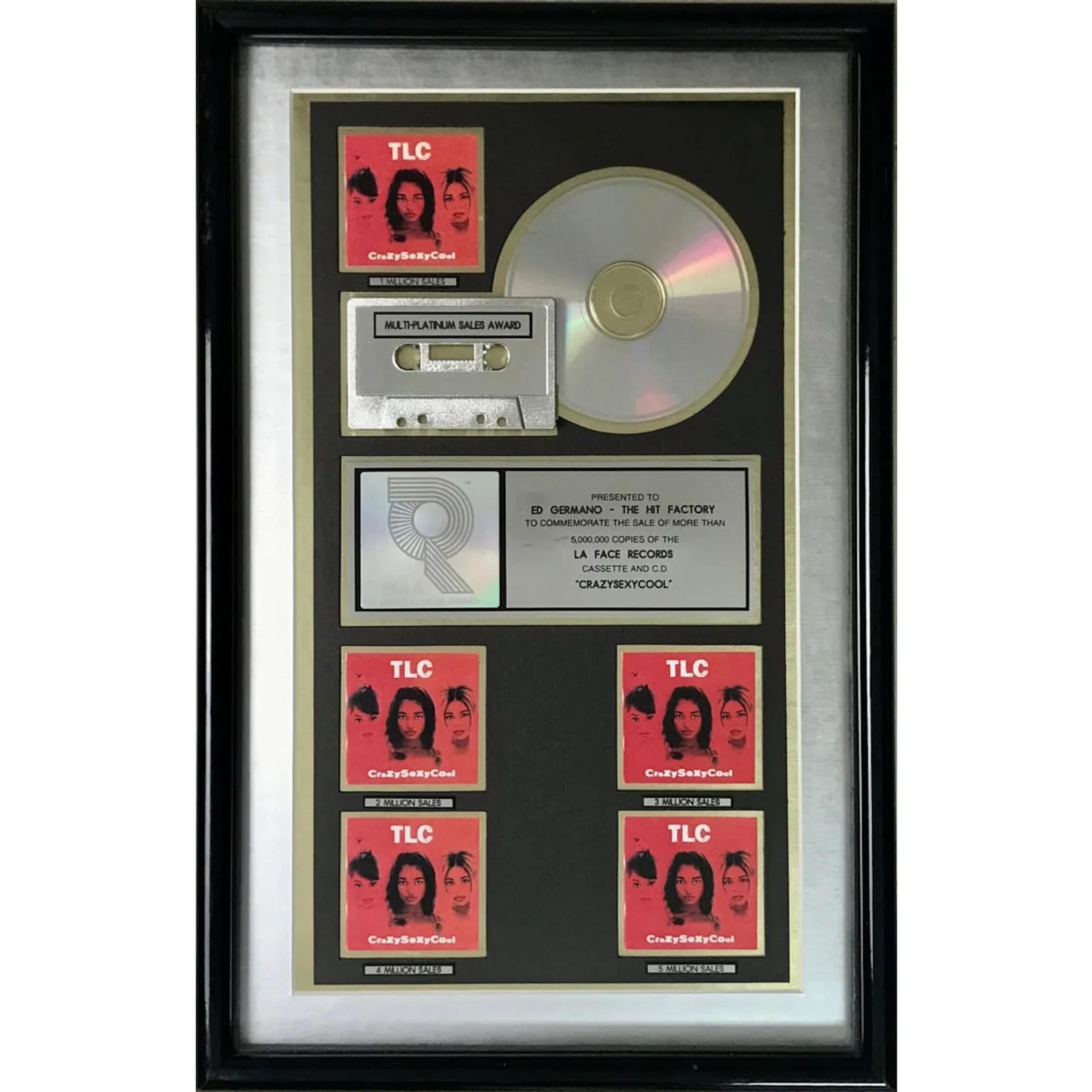 TLC CrazySexyCool RIAA 5x Multi-Platinum Album Award
