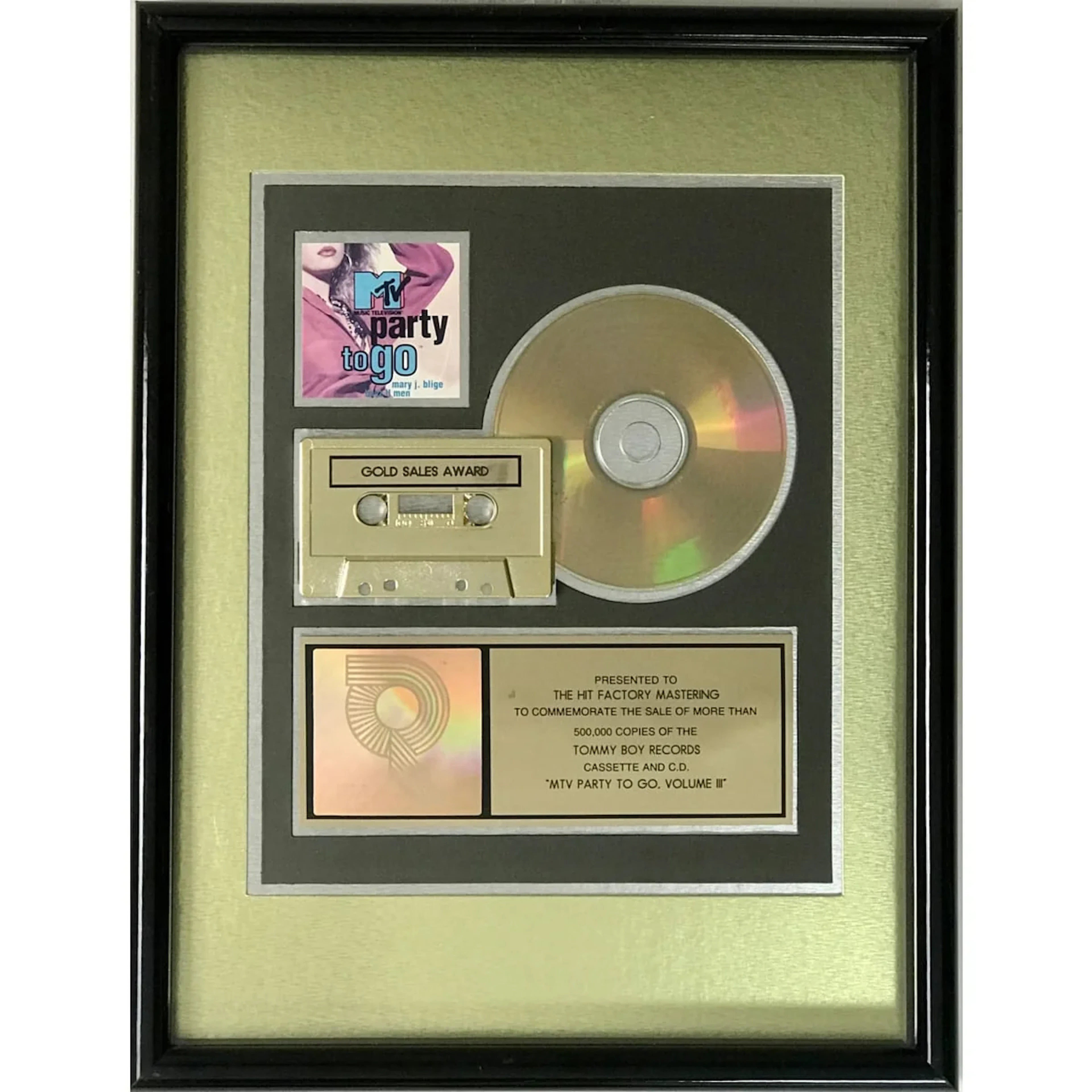 MTV Party To Go Vol. 3 RIAA Gold Album Award