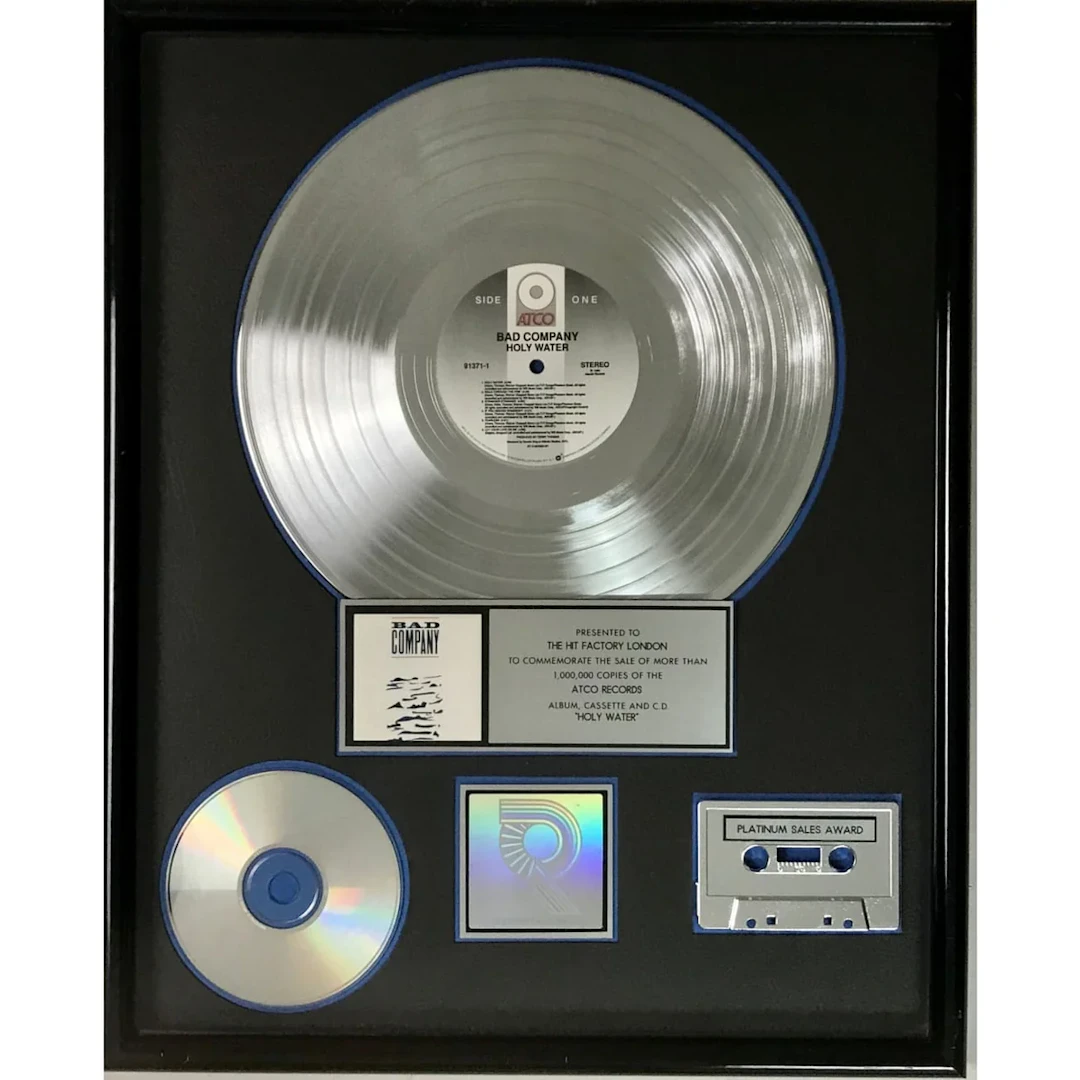 Bad Company Holy Water RIAA Platinum Album Award