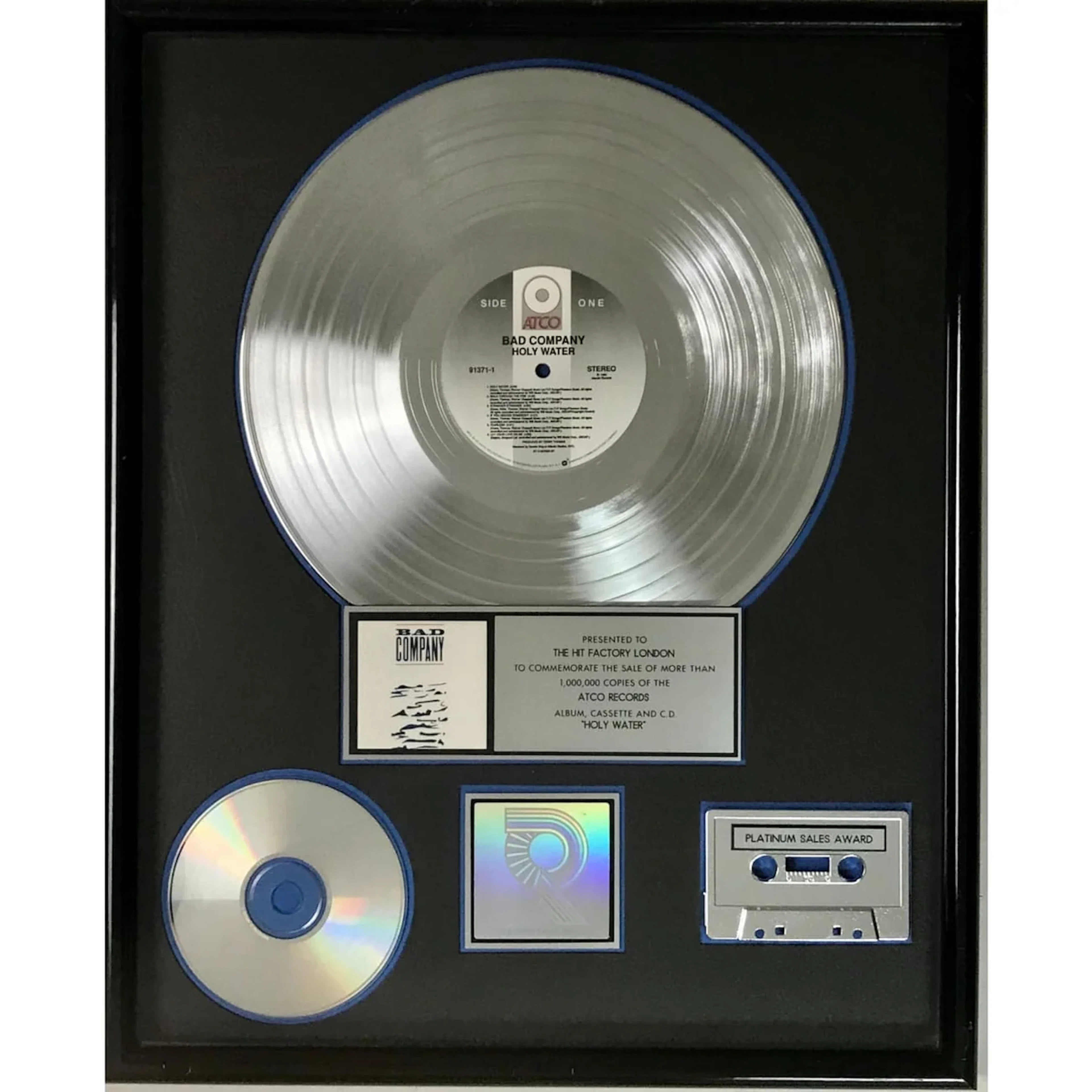 Bad Company Holy Water RIAA Platinum Album Award