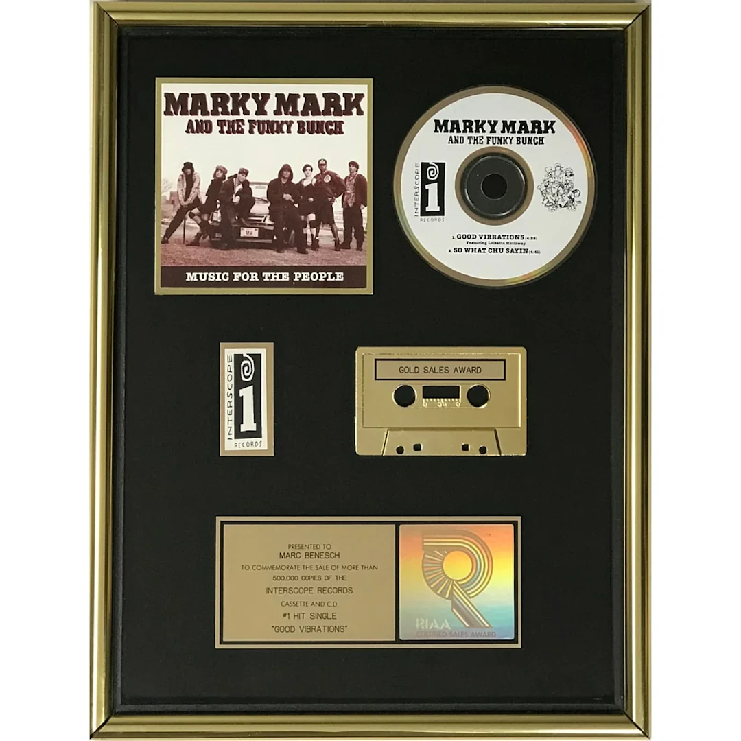 Marky Mark & the Funky Bunch "Good Vibrations" RIAA Gold Single Award