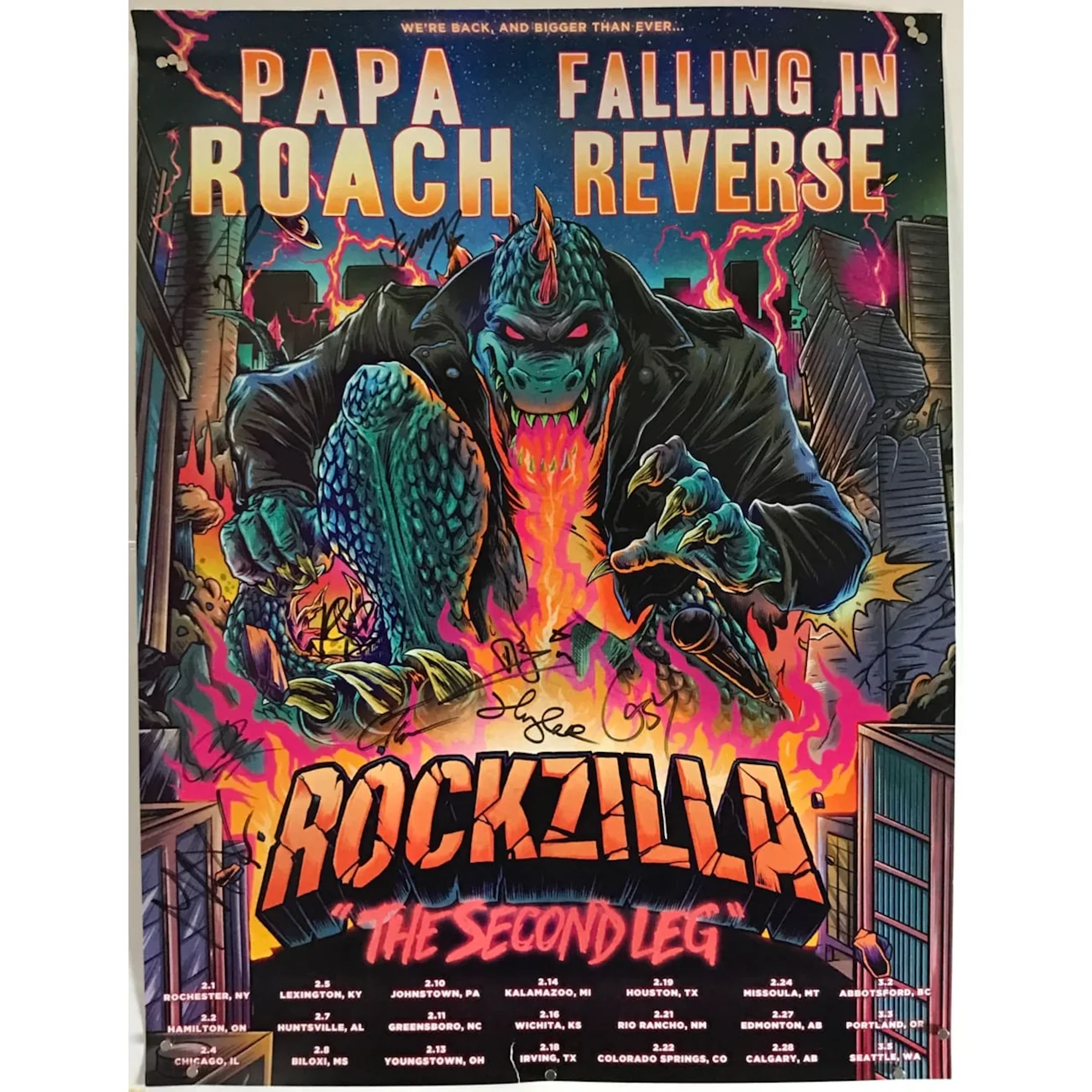 Papa Roach & Falling In Reverse Signed 2023 Tour Poster