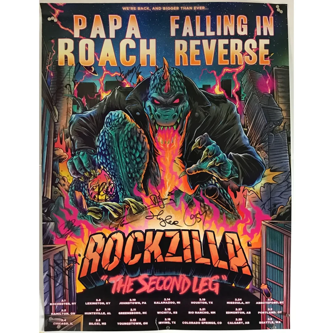 Papa Roach & Falling In Reverse Signed 2023 Tour Poster