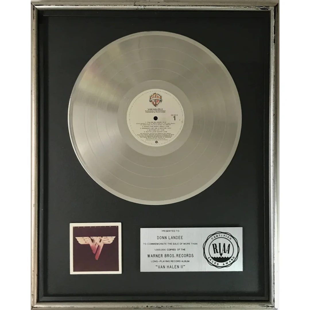 Van Halen II RIAA Platinum Album Award