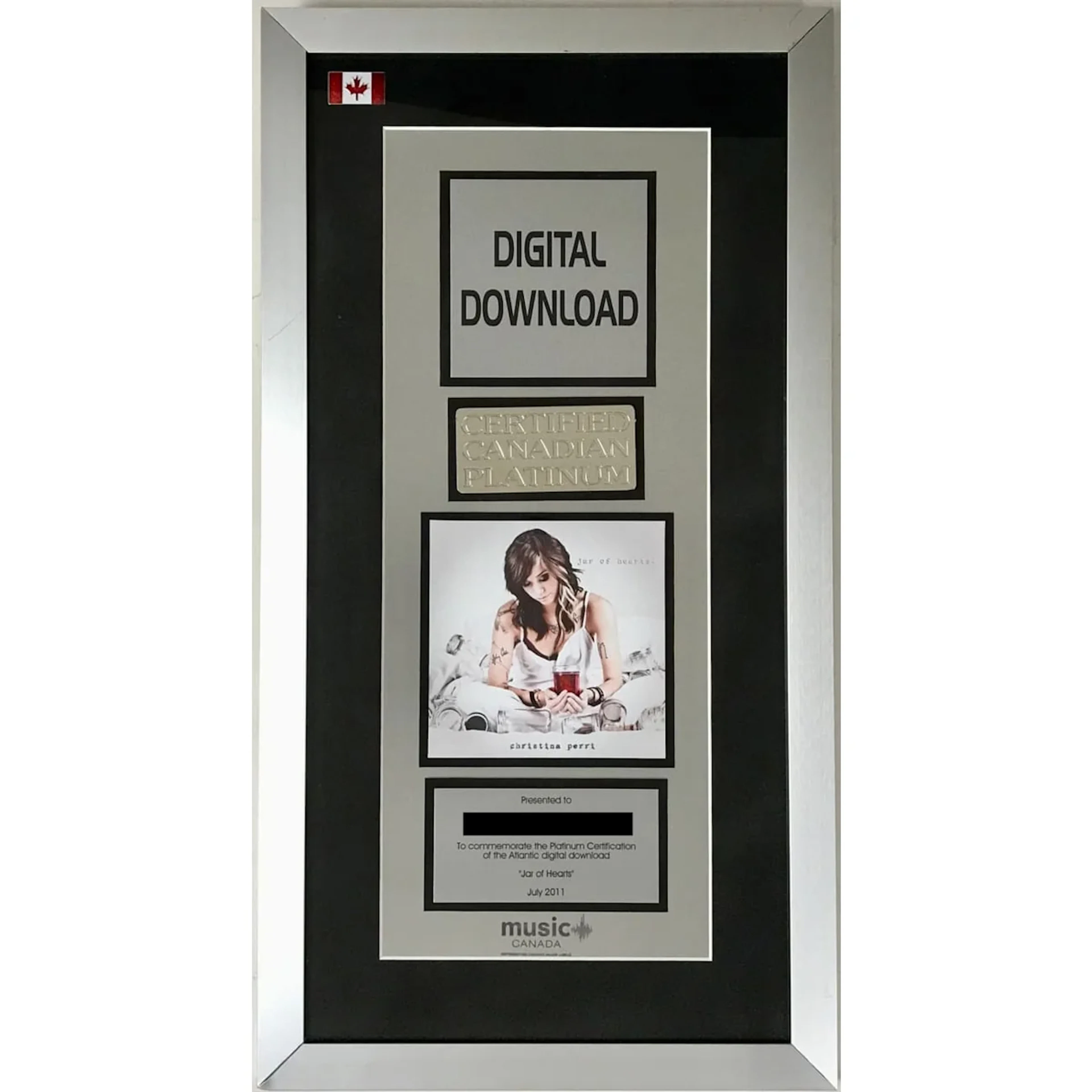 Christina Perri "Jar Of Hearts" CRIA Platinum Single Award