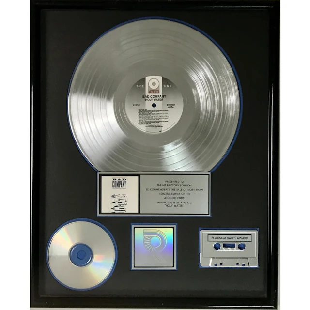 Bad Company Holy Water RIAA Platinum Album Award