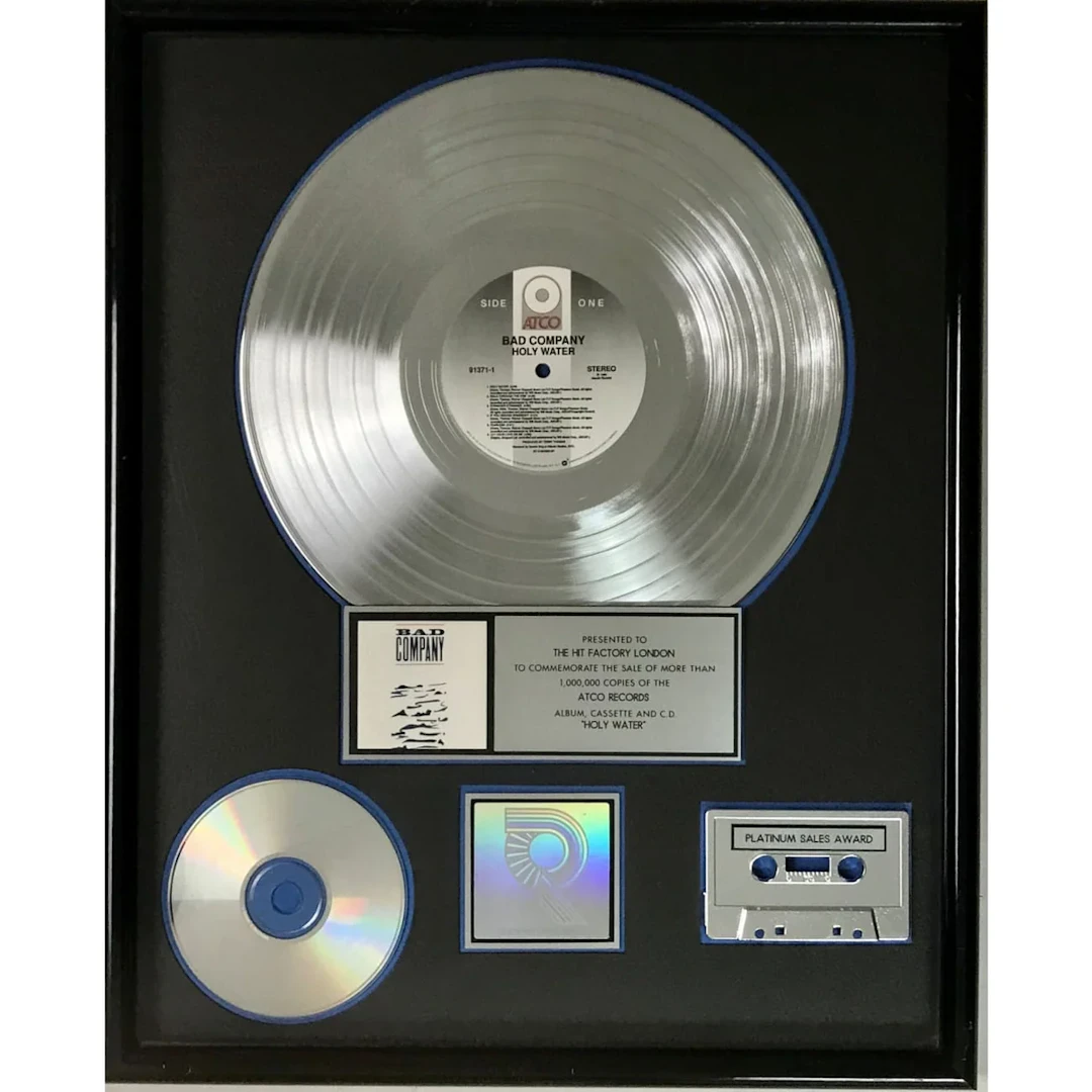 Bad Company Holy Water RIAA Platinum Album Award