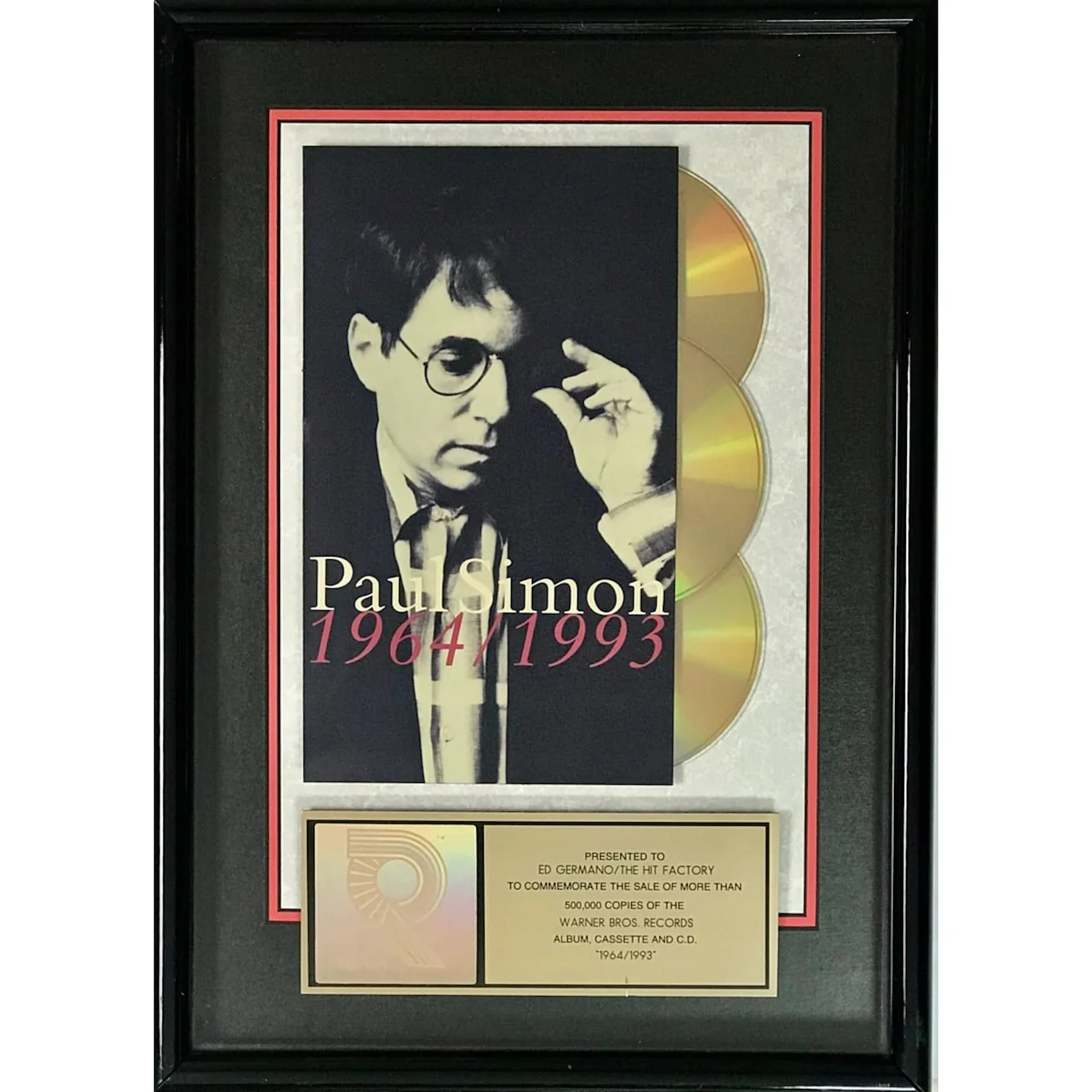 Paul Simon 1964/1993 RIAA Gold Album Award
