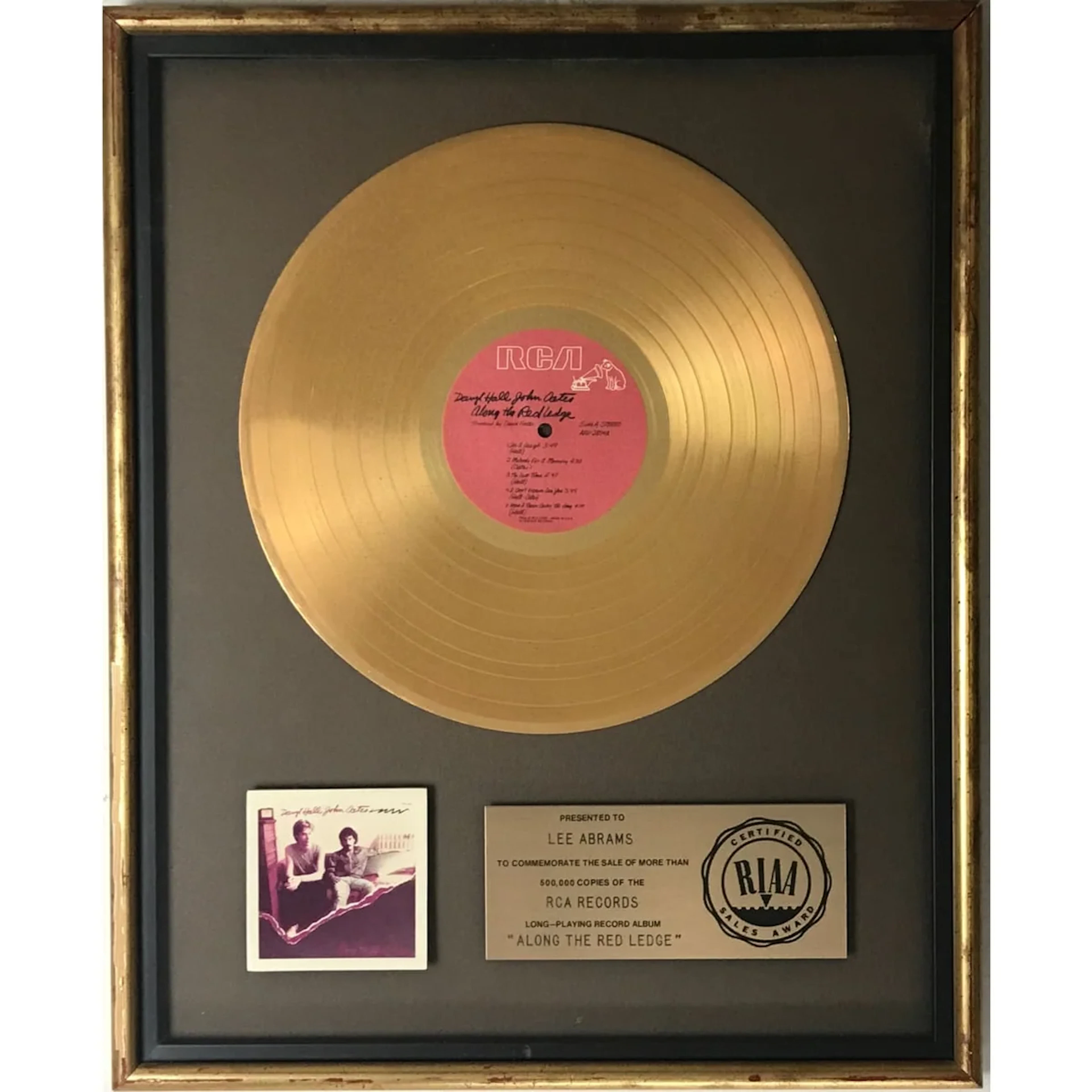 Hall & Oates Along The Red Ledge RIAA Gold Album Award