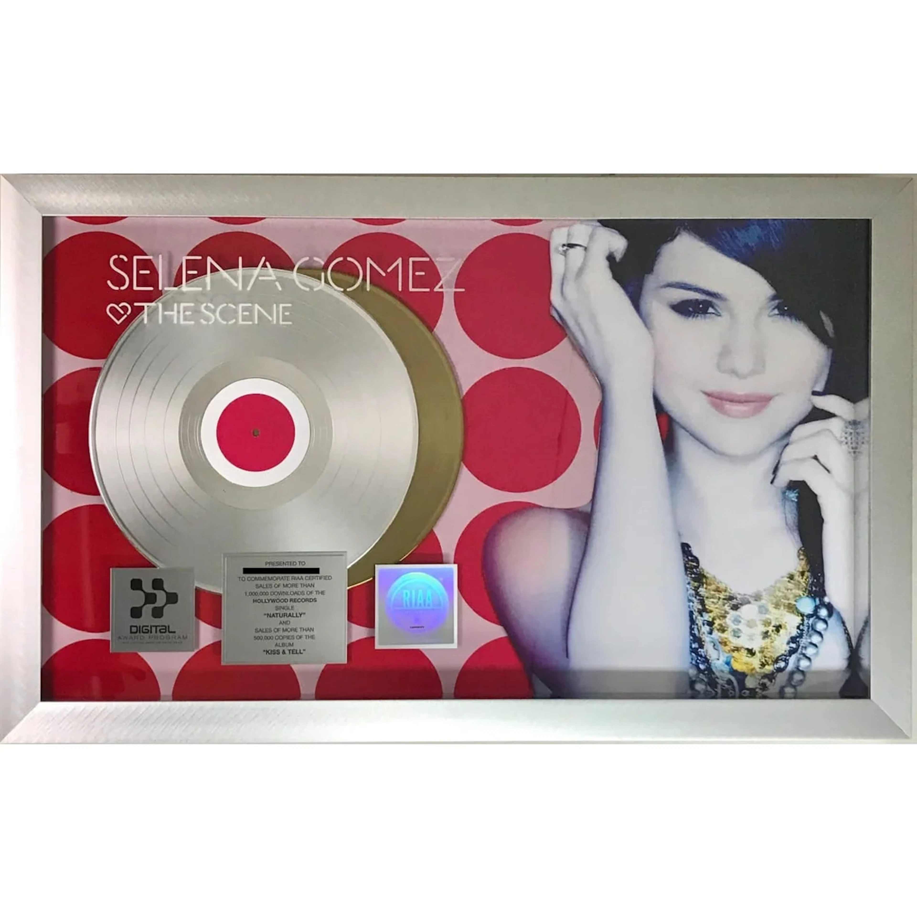 Selena Gomez & the Scene Kiss And Tell RIAA Gold Album/Digital Single Award