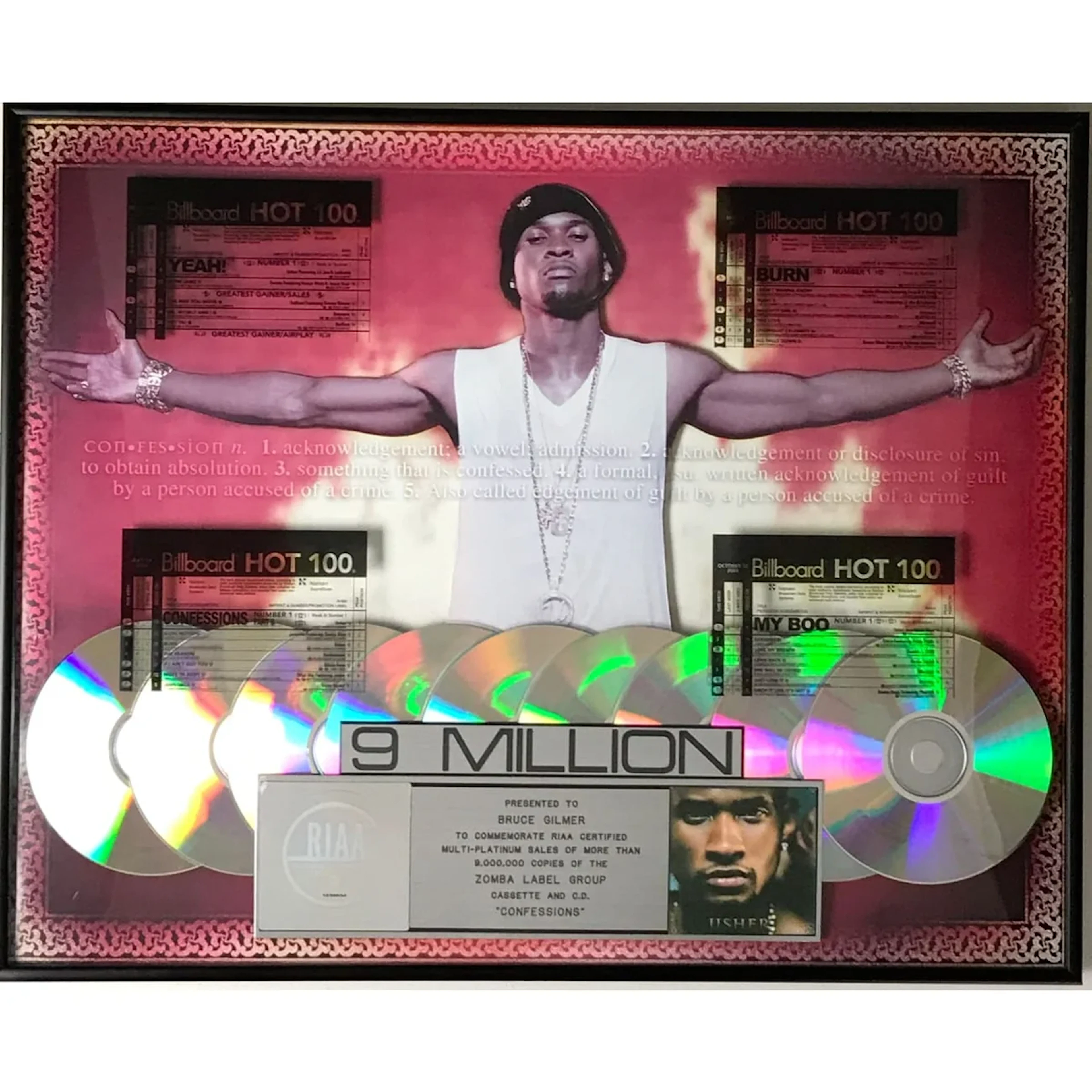 Usher Confessions RIAA 9x Multi-Platinum Album Award