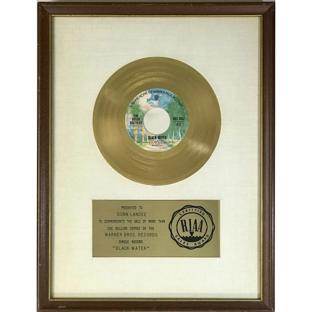 The Doobie Brothers "Black Water" RIAA Gold 45 Award - RARE