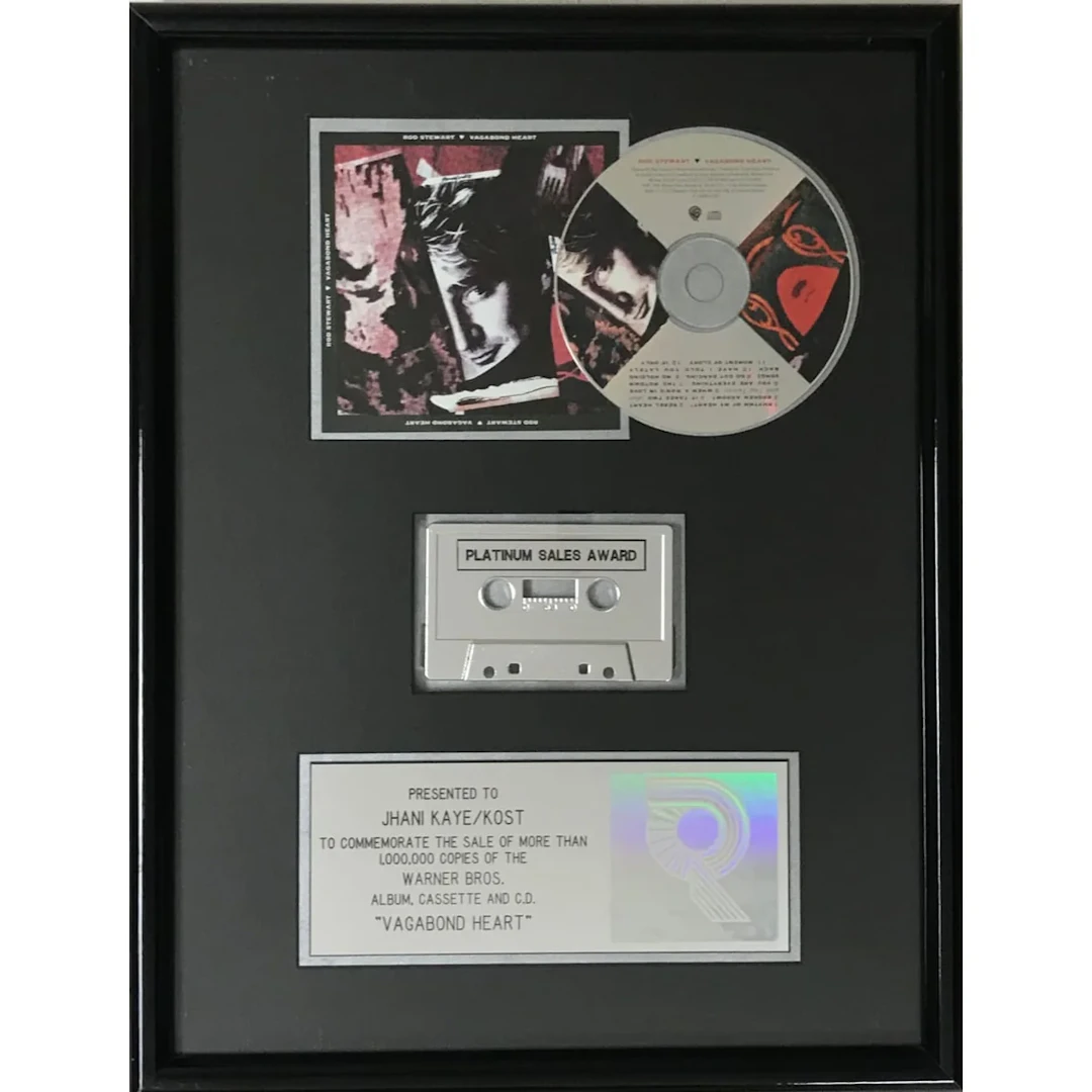 Rod Stewart Vagabond Heart RIAA Platinum Album Award