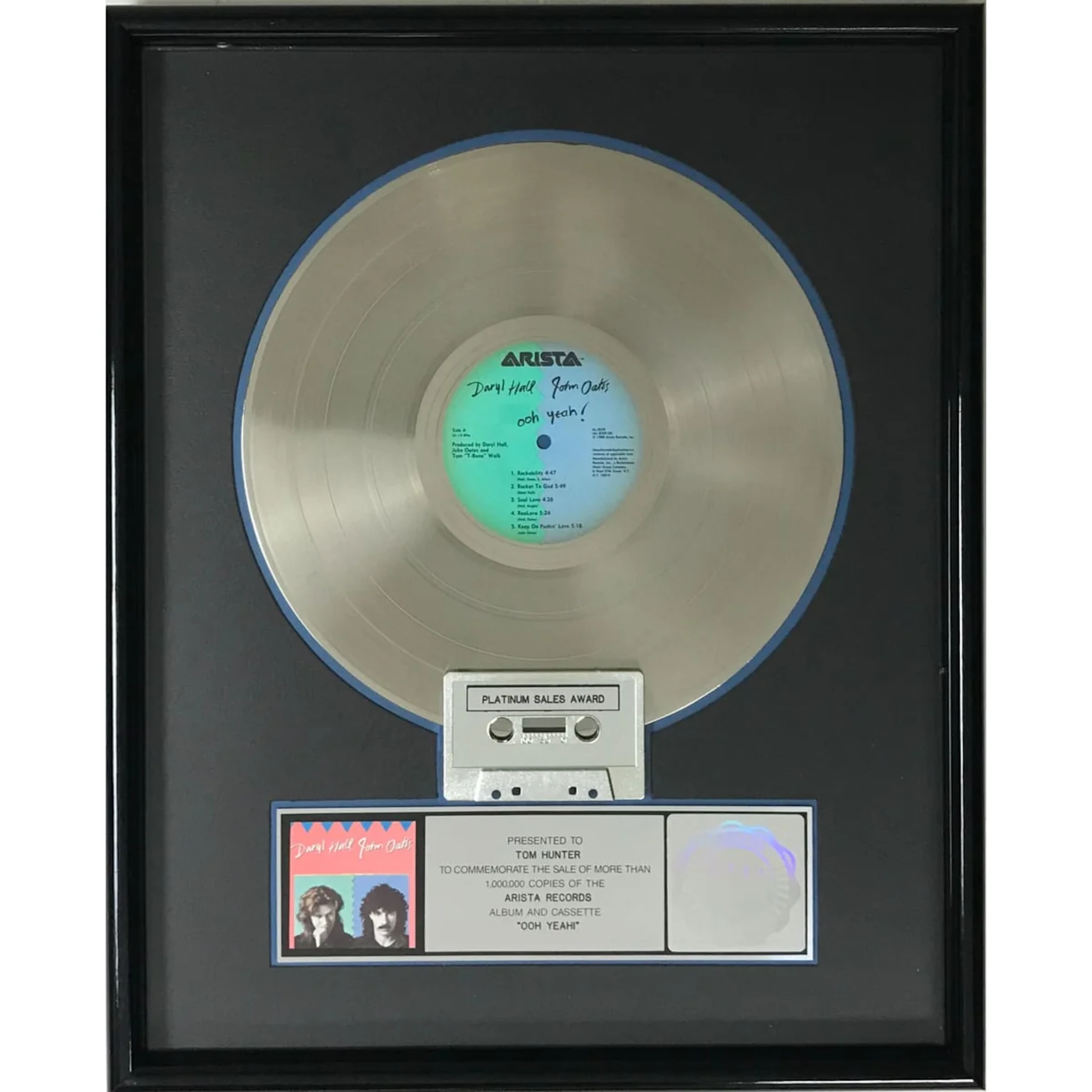 Hall & Oates Ooh Yeah! RIAA Platinum Album Award