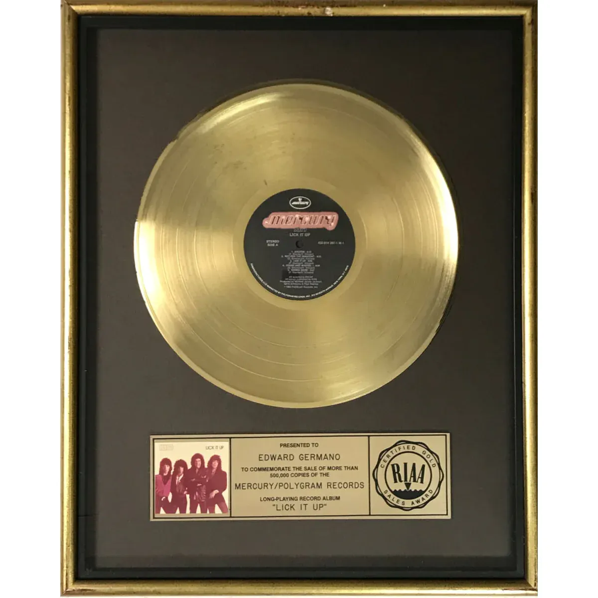 KISS Lick It Up RIAA Gold Album Award | Barnebys