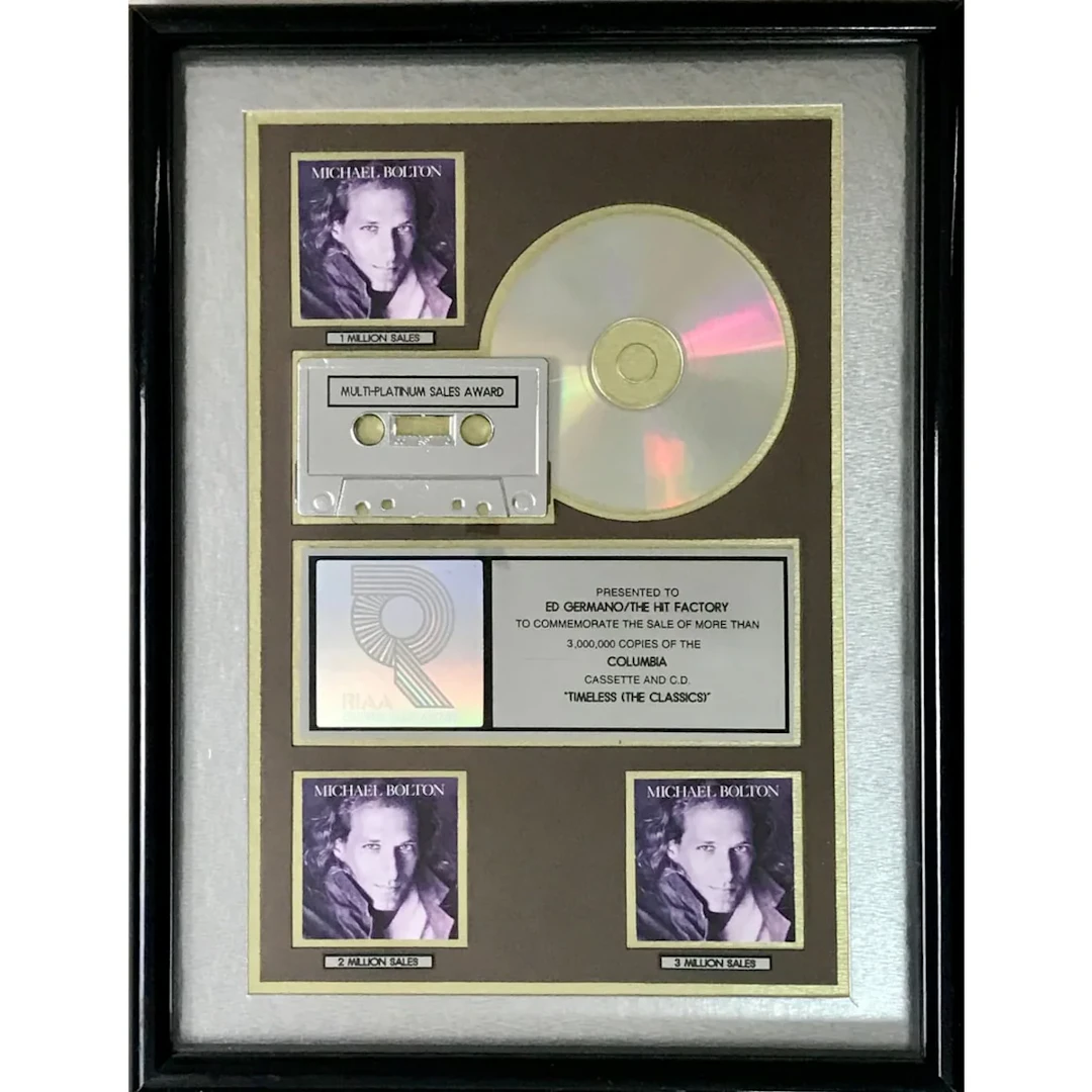 Michael Bolton Timeless: The Classics RIAA 3x Multi-Platinum Album Award