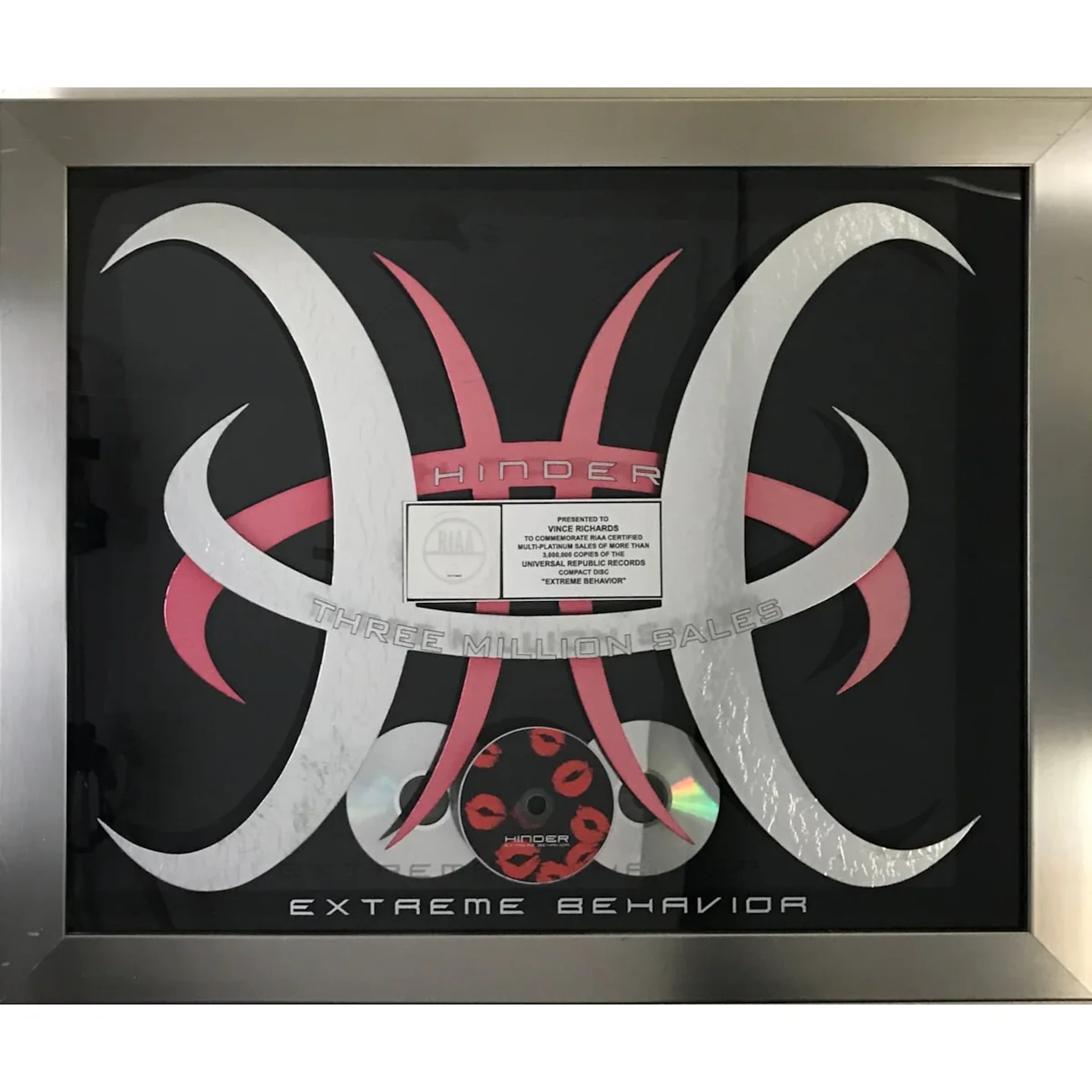Hinder Extreme Behavior RIAA 3x Multi-Platinum Award