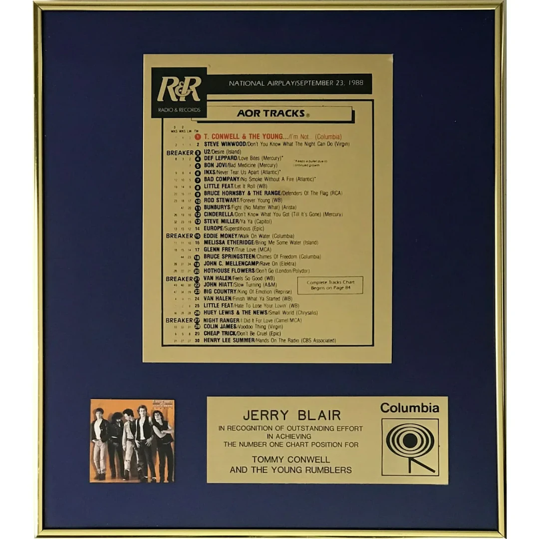 Tommy Conwell & the Young Rumblers "I'm Not Your Man" #1 Award