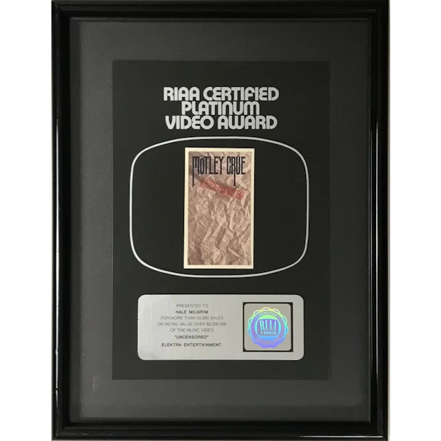 Mötley Crüe Uncensored 1987 RIAA Platinum Video Award