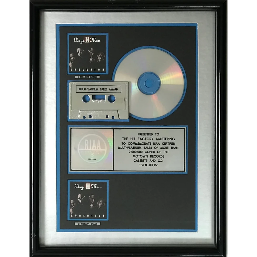 Boyz II Men Evolution RIAA 2x Multi-Platinum Album Award
