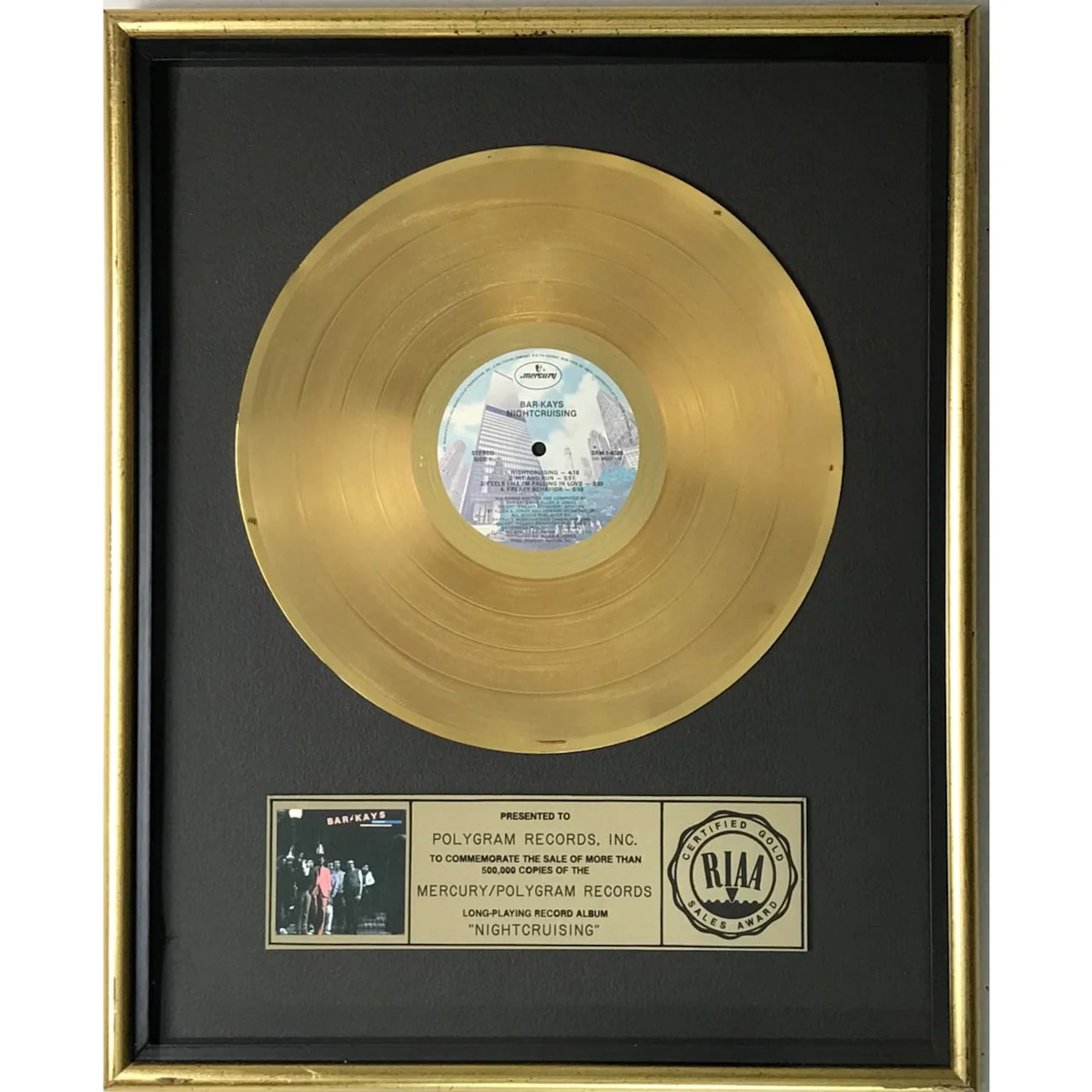 Bar-Kays Nightcruising RIAA Gold Album Award