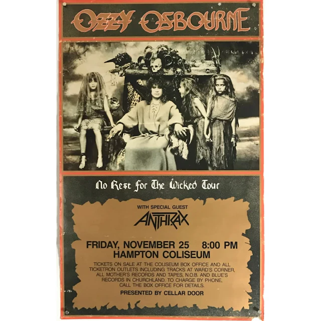Ozzy Osbourne 1988 No Rest For The Wicked Tour Poster