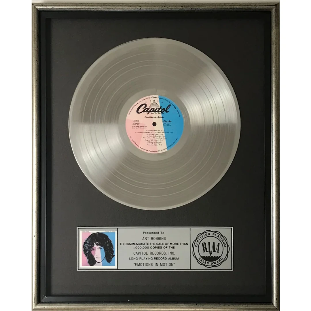 Billy Squier Emotions In Motion RIAA Platinum Album Award