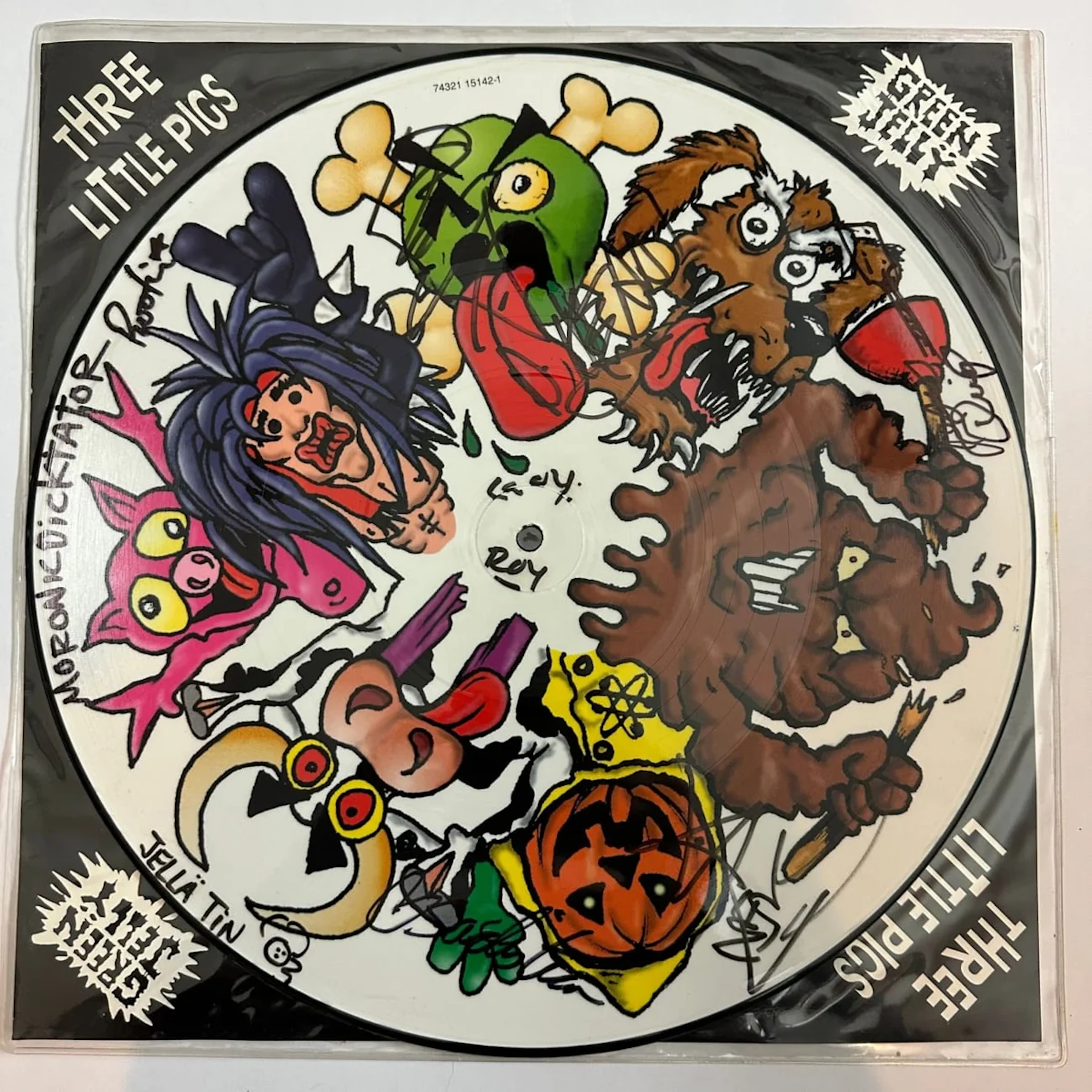 Green Jellÿ Three Little Pigs Picture Disc 1992 Signed UK 12"