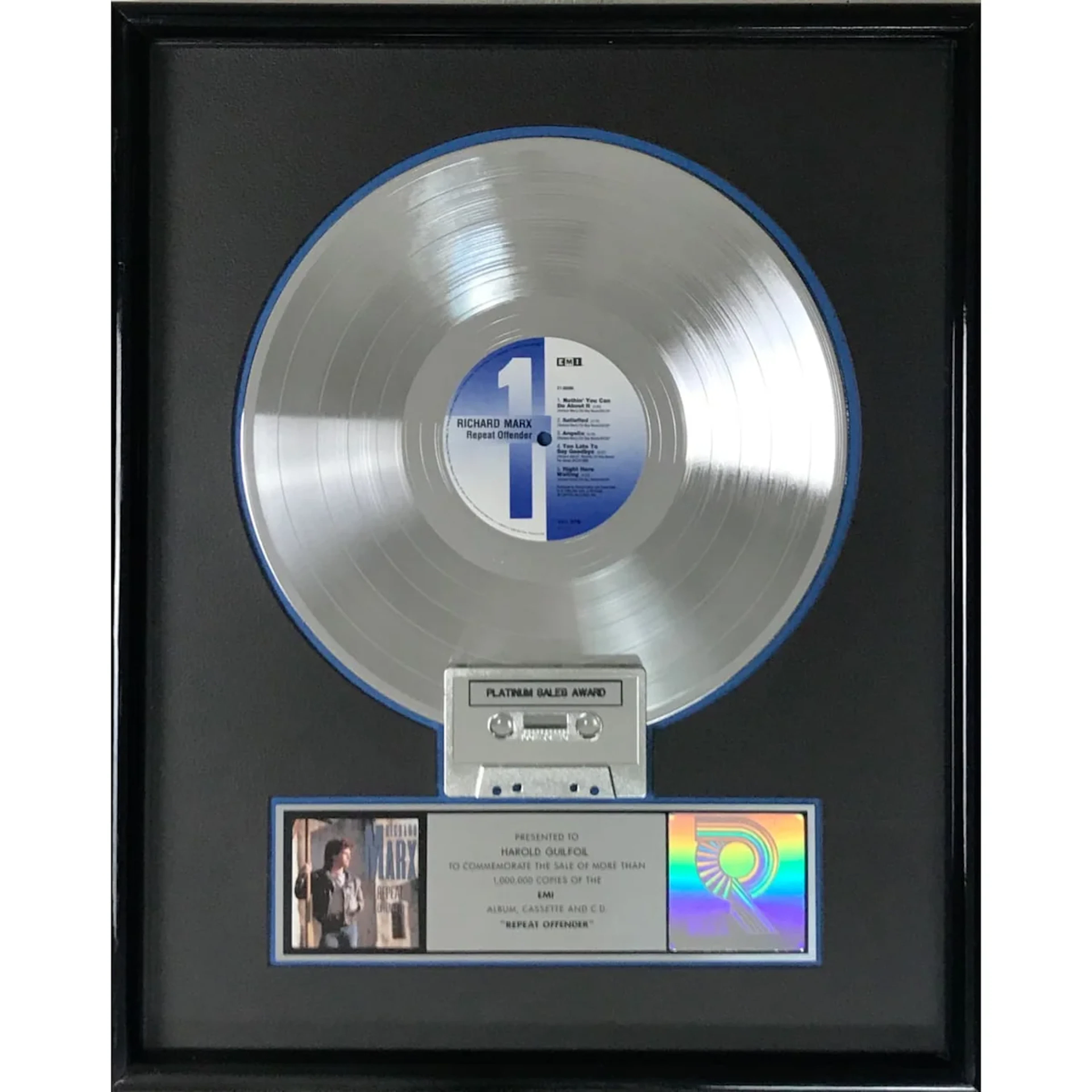 Richard Marx Repeat Offender RIAA Platinum Album Award