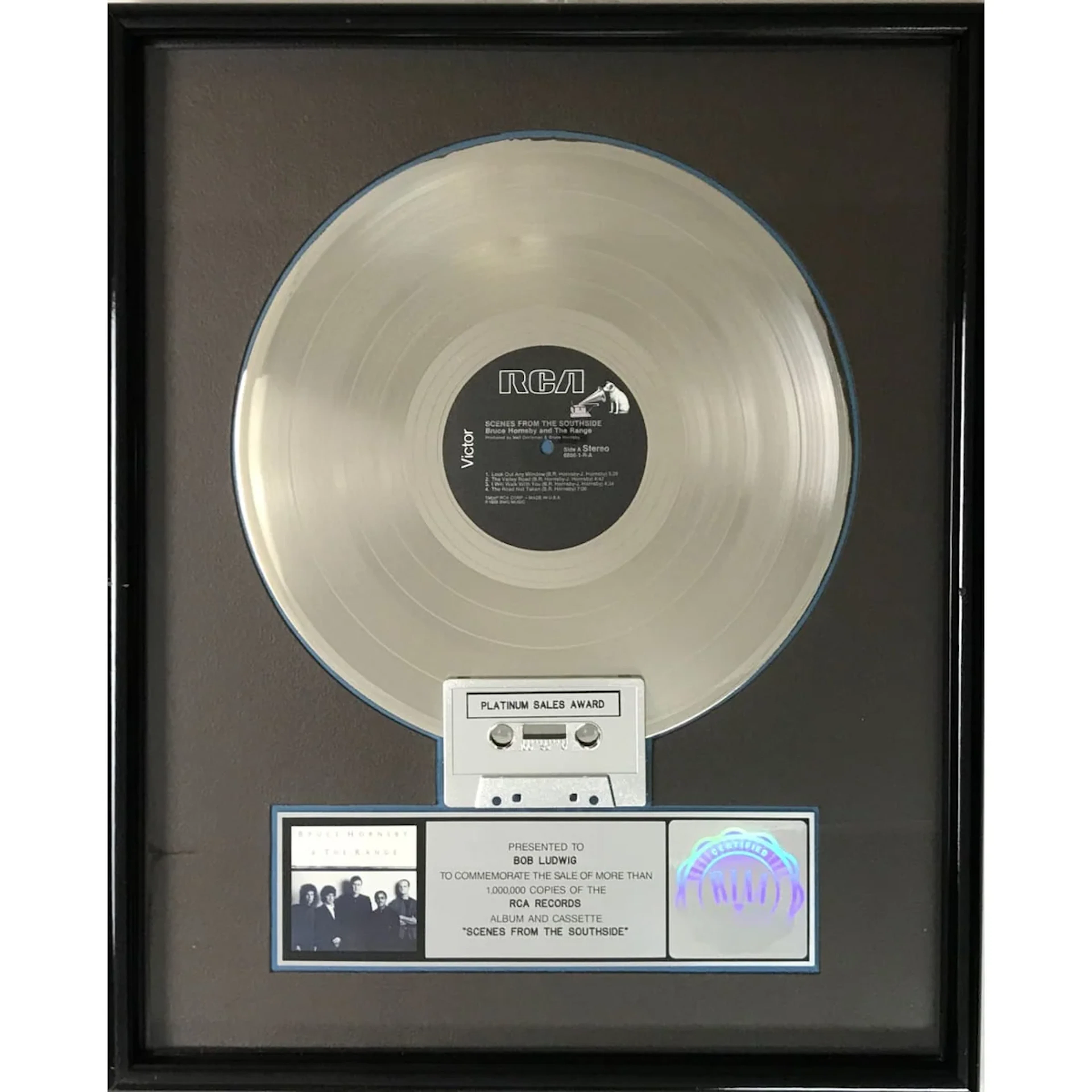 Bruce Hornsby & The Range Scenes From The Southside RIAA Platinum Album Award