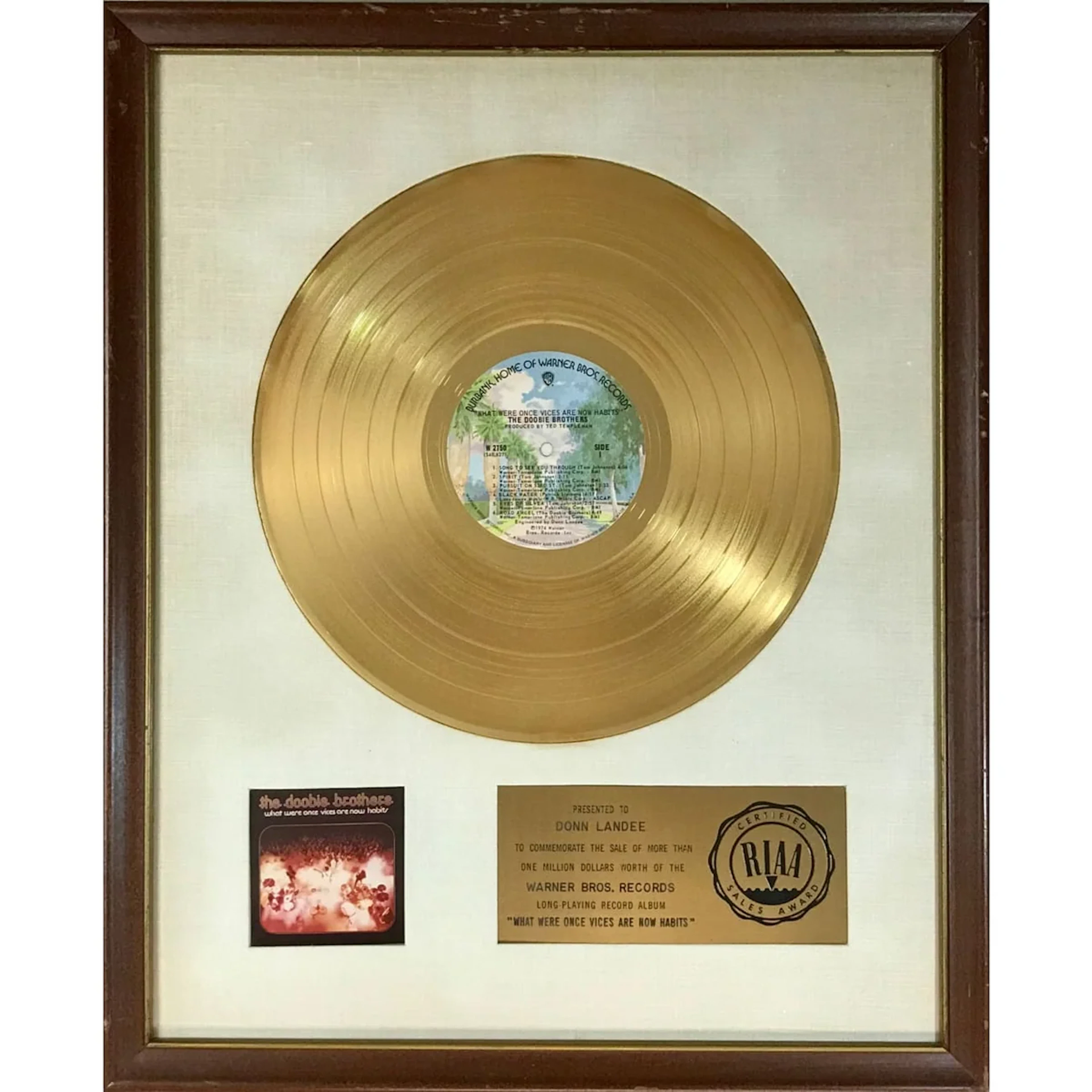 The Doobie Brothers What Were Once Vices Are Now Habits RIAA Gold